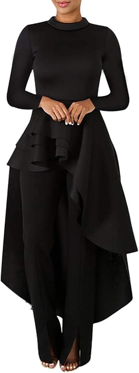 Lrady Womens Casual Shirt Dress High Low Ruffle Blouse Asymmetrical Peplum Tops Long Tunic Dresses 4 Lrady Womens Casual Shirt Dress High Low Ruffle Blouse Asymmetrical Peplum Tops Long Tunic Dresses - Image 4