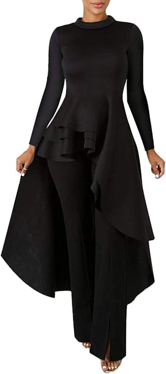 Lrady Womens Casual Shirt Dress High Low Ruffle Blouse Asymmetrical Peplum Tops Long Tunic Dresses