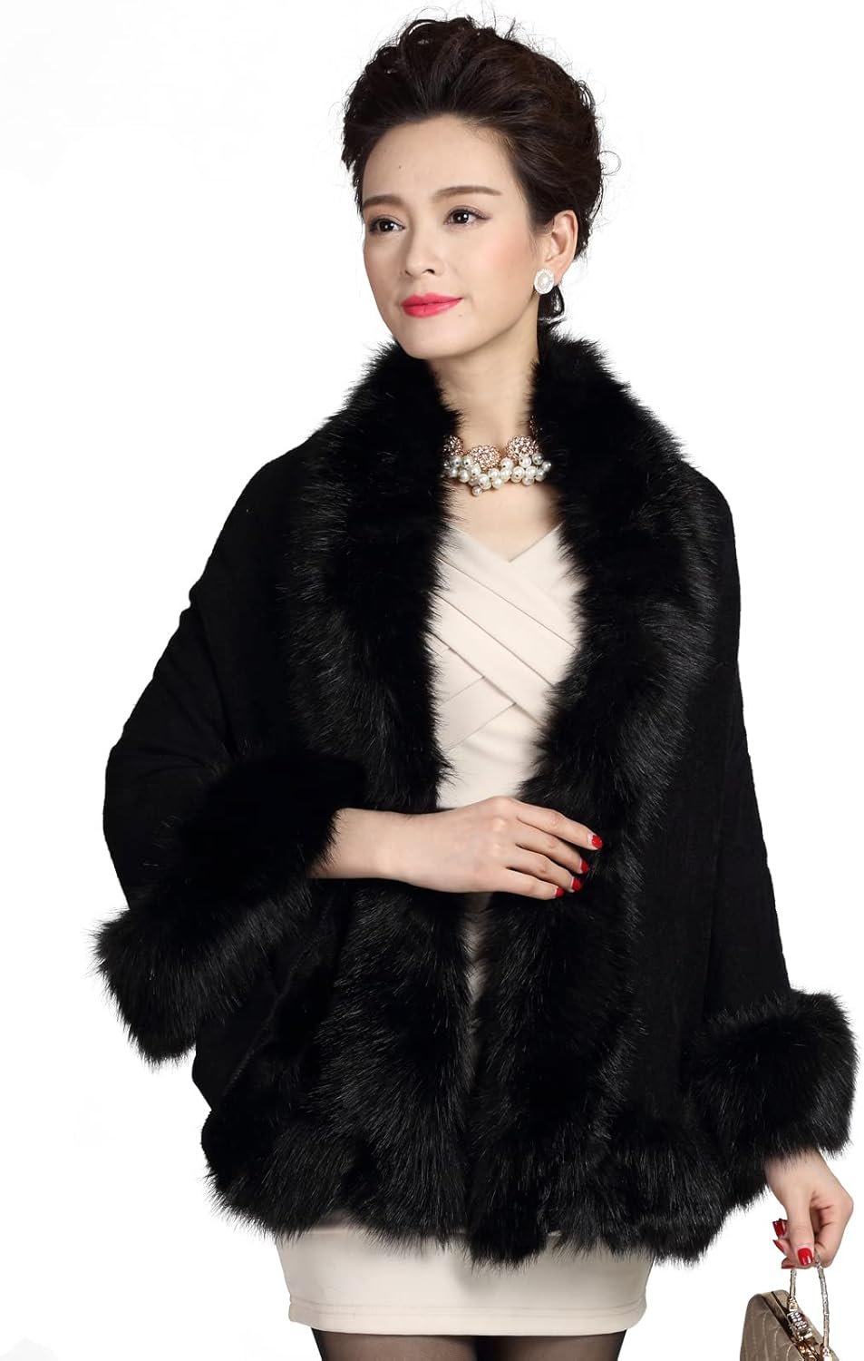 ELFJOY Bridal Faux Fur Shawl White Fur Coat Women Faux Fur Wrap for Evening Dresses Luxury Fur Cape for Wedding Evening Party 7 ELFJOY Bridal Faux Fur Shawl White Fur Coat Women Faux Fur Wrap for Evening Dresses Luxury Fur Cape for Wedding Evening Party - Image 7
