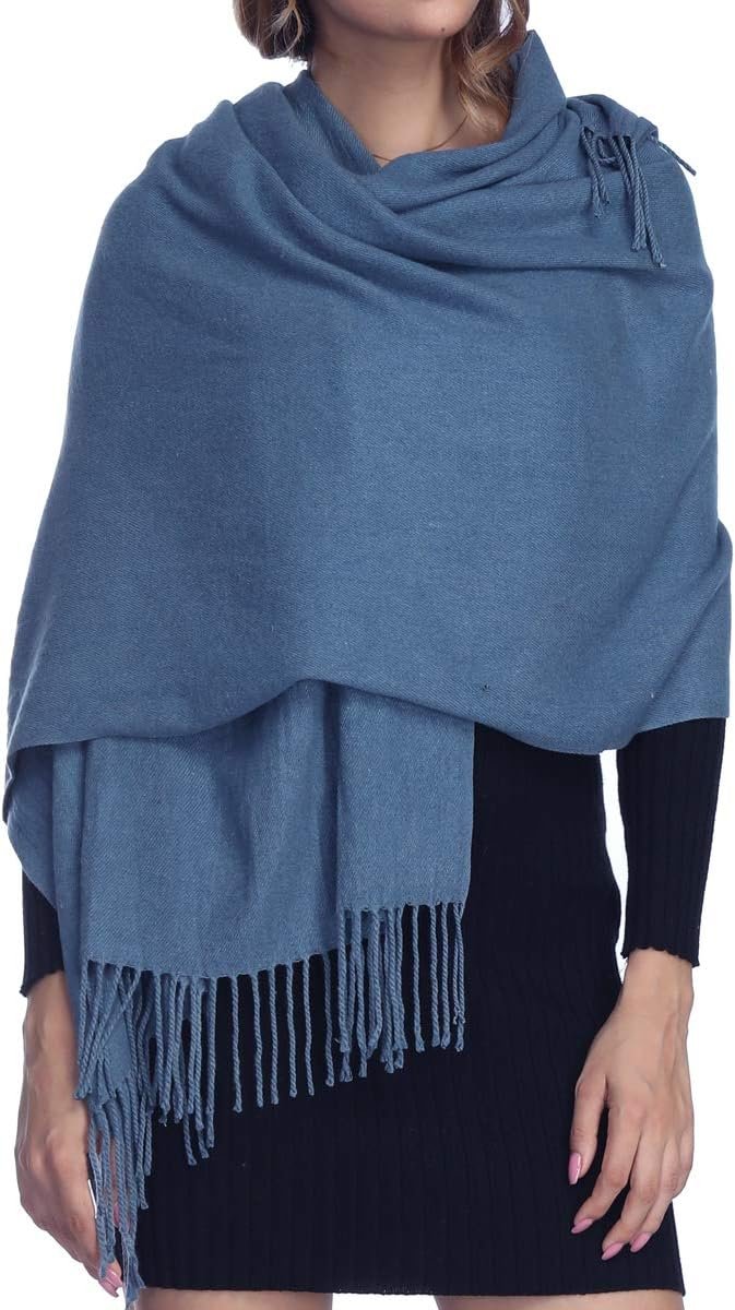 OHAYOMI Womens Thick Soft Pashmina Shawl Wrap Scarf Warm Solid Color Stole