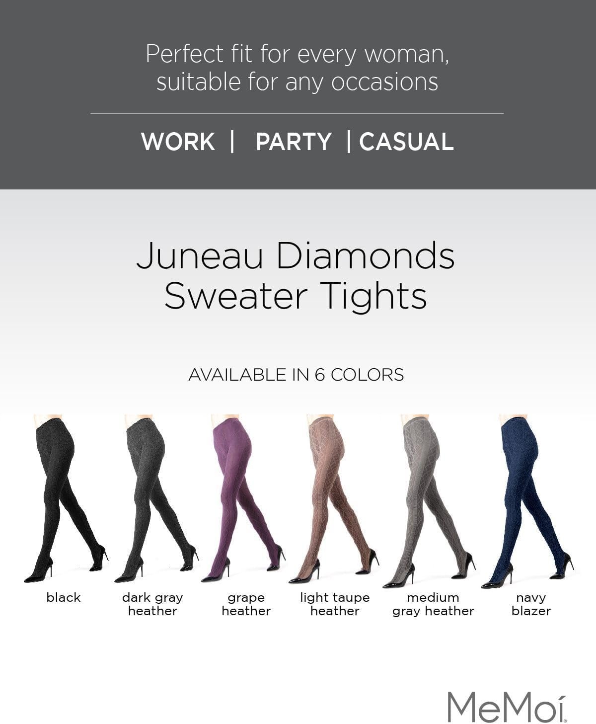 MeMoi Juneau Diamonds Cotton Tights for Women, Cozy Sweater Tights, Warm and Elegant Womens Tights - Sizes Small to X-Large 2 MeMoi Juneau Diamonds Cotton Tights for Women, Cozy Sweater Tights, Warm and Elegant Womens Tights - Sizes Small to X-Large - Image 2