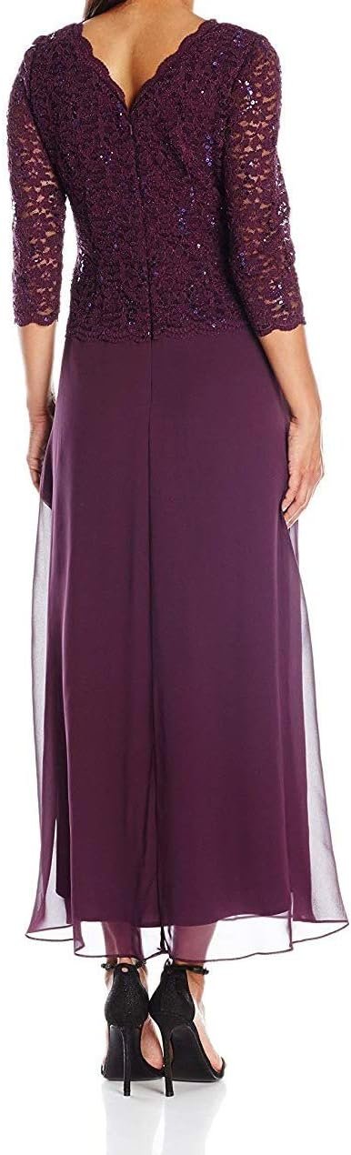 Alex Evenings Women's 3/4 Sleeve Stretch Lace Bodice One Piece Mother of The Bride Dress (Petite and Regular Sizes) 2 Alex Evenings Women's 3/4 Sleeve Stretch Lace Bodice One Piece Mother of The Bride Dress (Petite and Regular Sizes) - Image 2