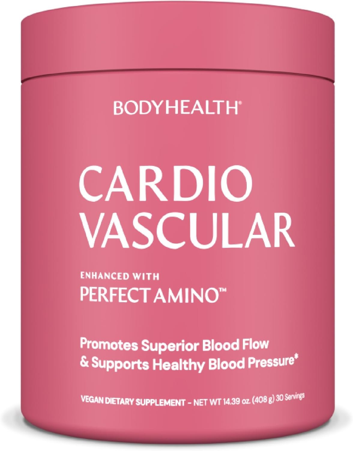 BodyHealth Cardio Vascular with PerfectAmino, Blood Flow and Heart Health Supplement Support with CoQ10, Nicotinamide Riboside, Resveratrol and D-Ribose, Chocolate Flavor, 30 Servings