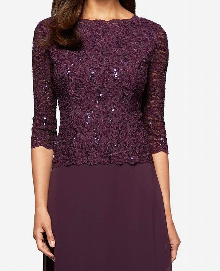 Alex Evenings Women's 3/4 Sleeve Stretch Lace Bodice One Piece Mother of The Bride Dress (Petite and Regular Sizes) 3 Alex Evenings Women's 3/4 Sleeve Stretch Lace Bodice One Piece Mother of The Bride Dress (Petite and Regular Sizes) - Image 3