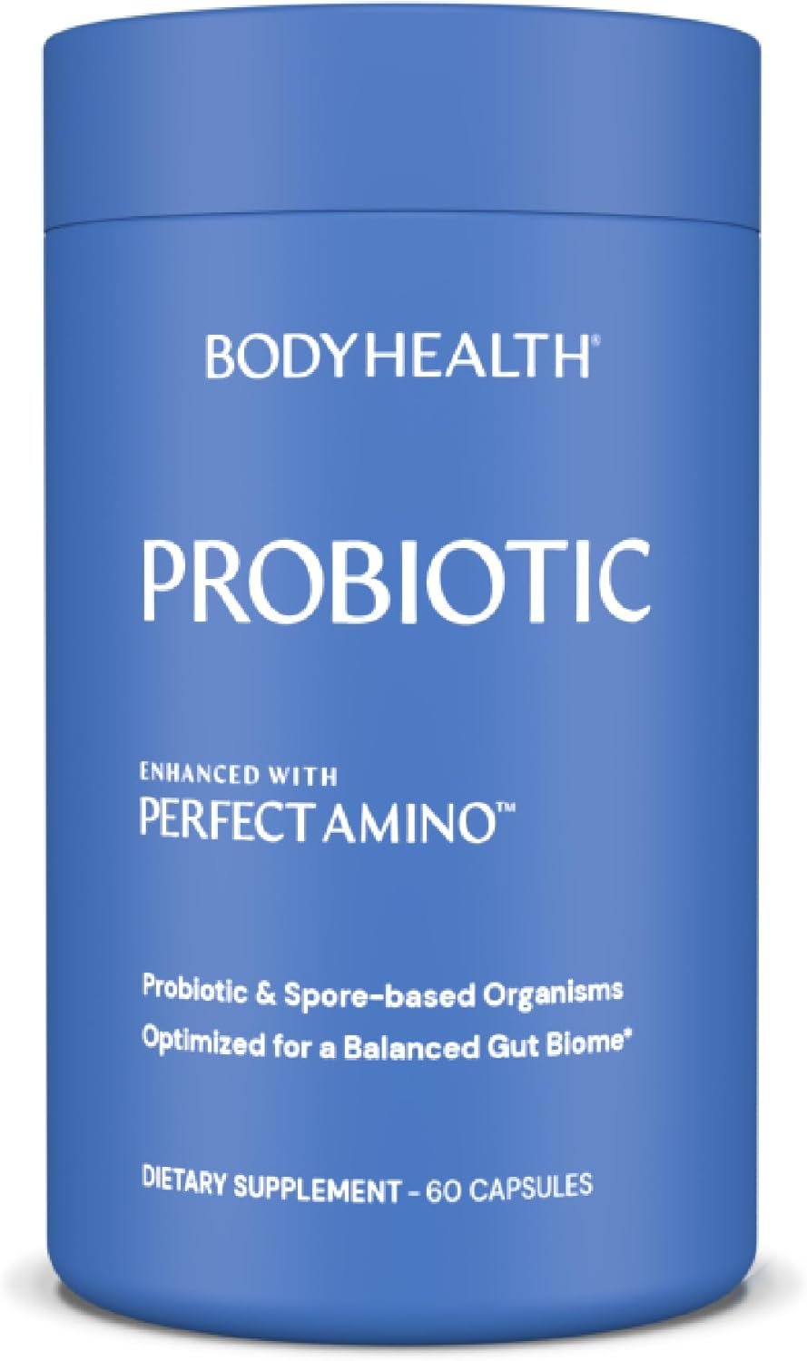 BodyHealth Probiotic Enhanced with PerfectAmino, Digestive Probiotic for Women and Men, Spore Based Probiotic with Bifidobacterium, Lactobacillus Salivarius, Lactobacillus Acidophilus (60 Capsules)