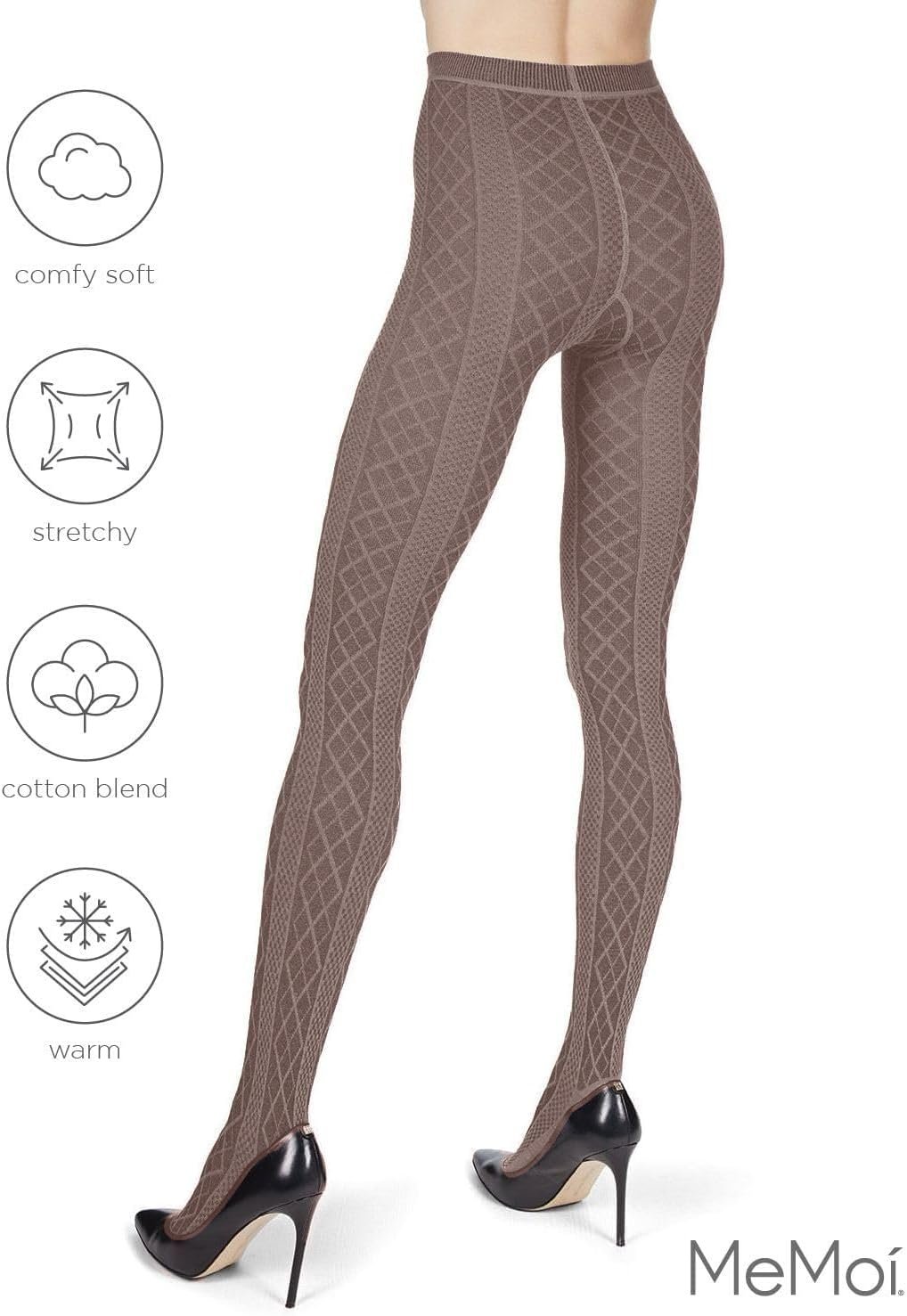 MeMoi Juneau Diamonds Cotton Tights for Women, Cozy Sweater Tights, Warm and Elegant Womens Tights - Sizes Small to X-Large 6 MeMoi Juneau Diamonds Cotton Tights for Women, Cozy Sweater Tights, Warm and Elegant Womens Tights - Sizes Small to X-Large - Image 6