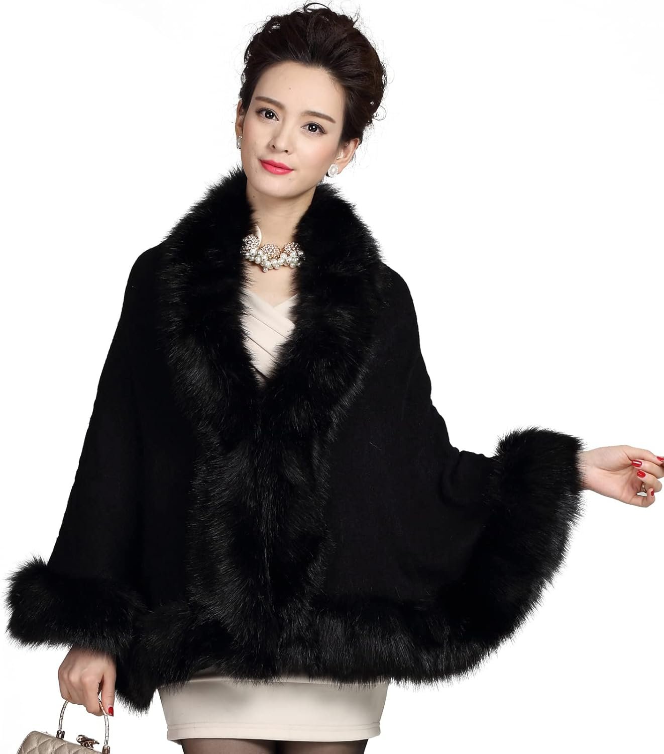 ELFJOY Bridal Faux Fur Shawl White Fur Coat Women Faux Fur Wrap for Evening Dresses Luxury Fur Cape for Wedding Evening Party 5 ELFJOY Bridal Faux Fur Shawl White Fur Coat Women Faux Fur Wrap for Evening Dresses Luxury Fur Cape for Wedding Evening Party - Image 5