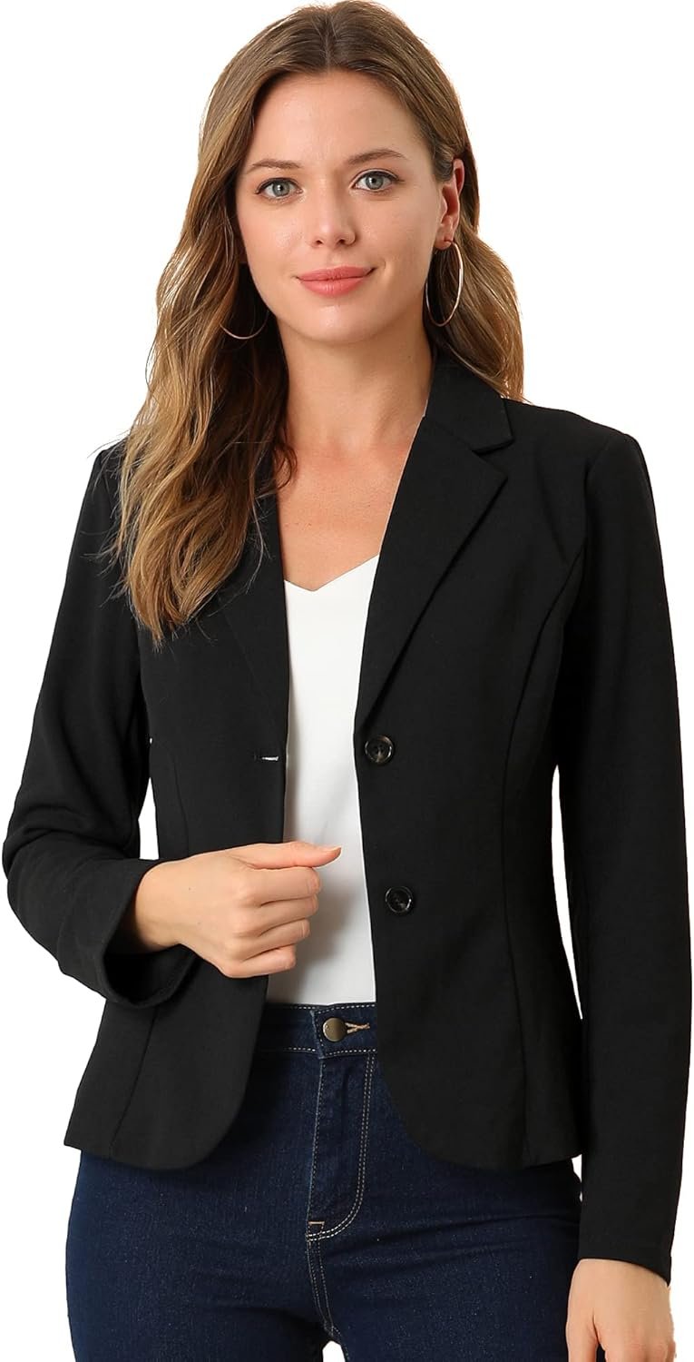 Allegra K Women's Work Office Blazer Stretch Lapel Collar Long Sleeve Jacket Suit Blazer