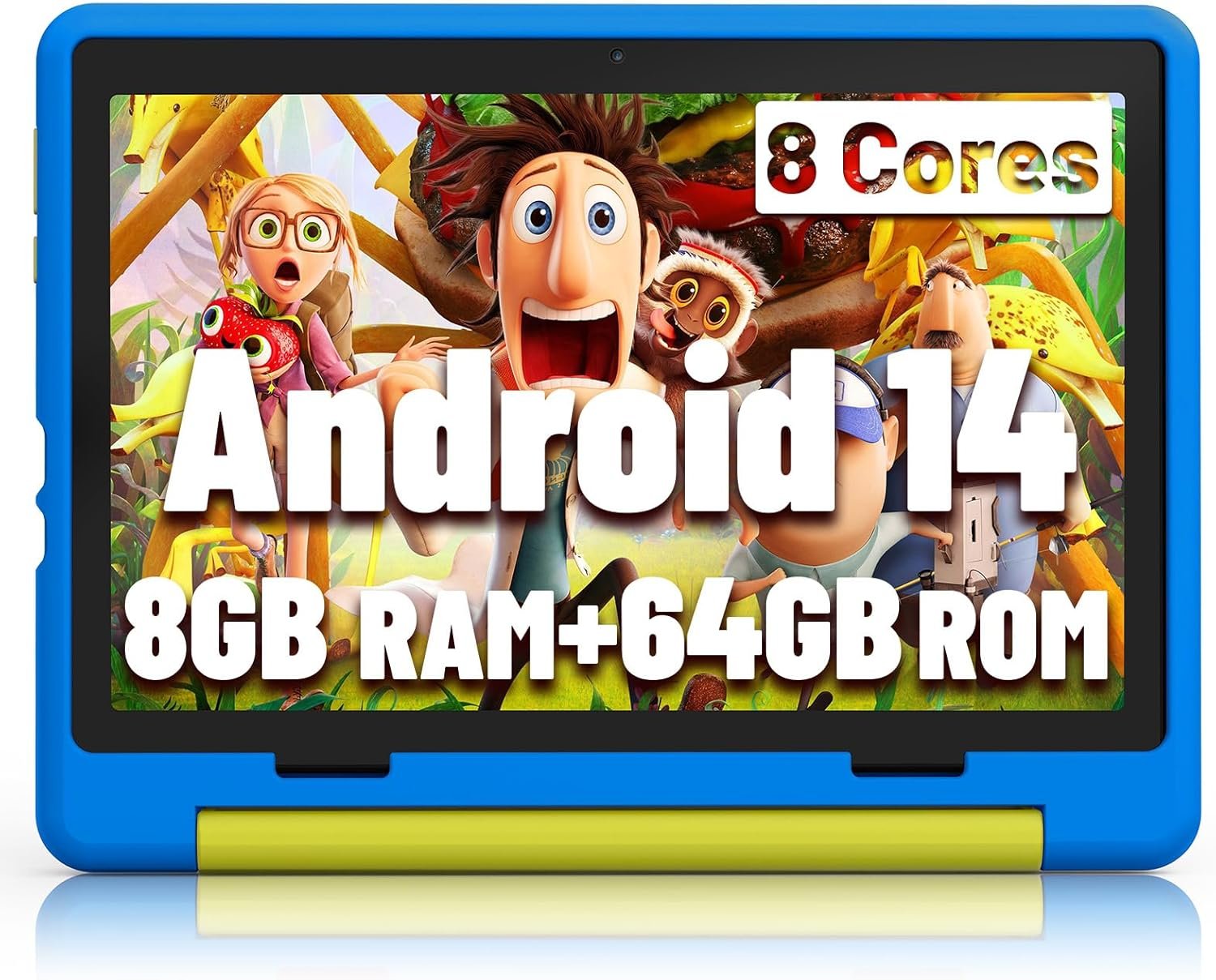 Kids Tablet｜Upgraded Android 14 Tablet 10 inch for Kids with Protective Case｜Octa-Core｜64GB｜1TB TF Card Expandable｜Dual Camera｜Parental Control｜Pre-intalled KIDOZ｜Great Gift for Toddler(Blue)