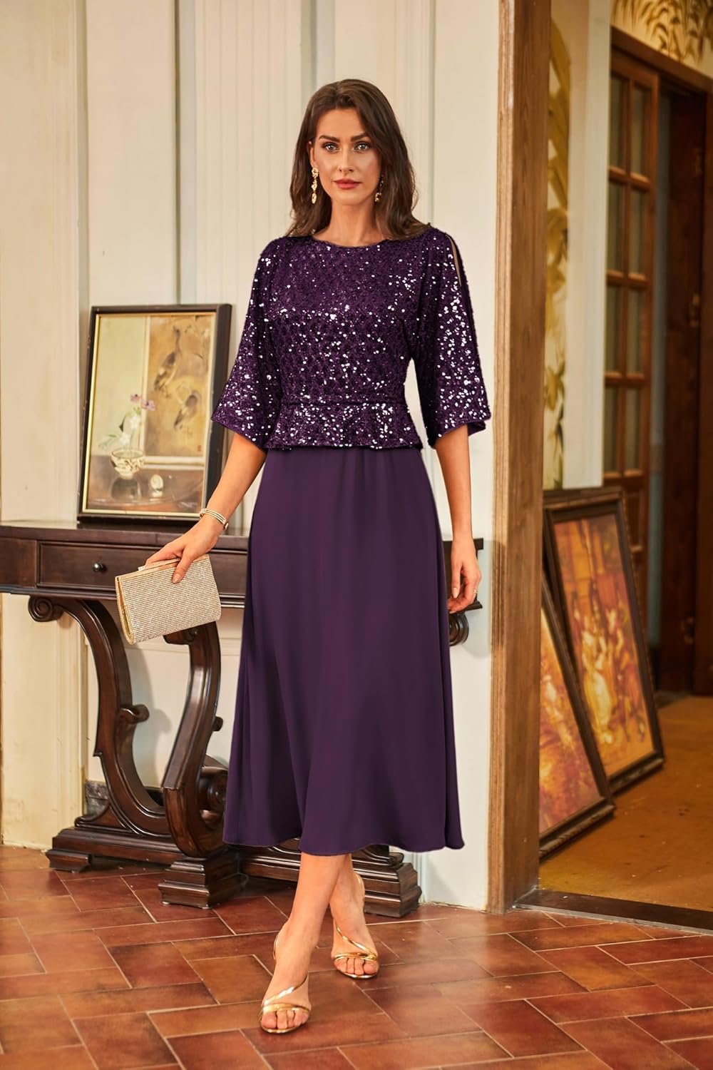 GRACE KARIN Sequin Dress for Women 2024 Mother of The Bride Dresses Wedding Guest Formal Chiffon Evening Gown 7 GRACE KARIN Sequin Dress for Women 2024 Mother of The Bride Dresses Wedding Guest Formal Chiffon Evening Gown - Image 7