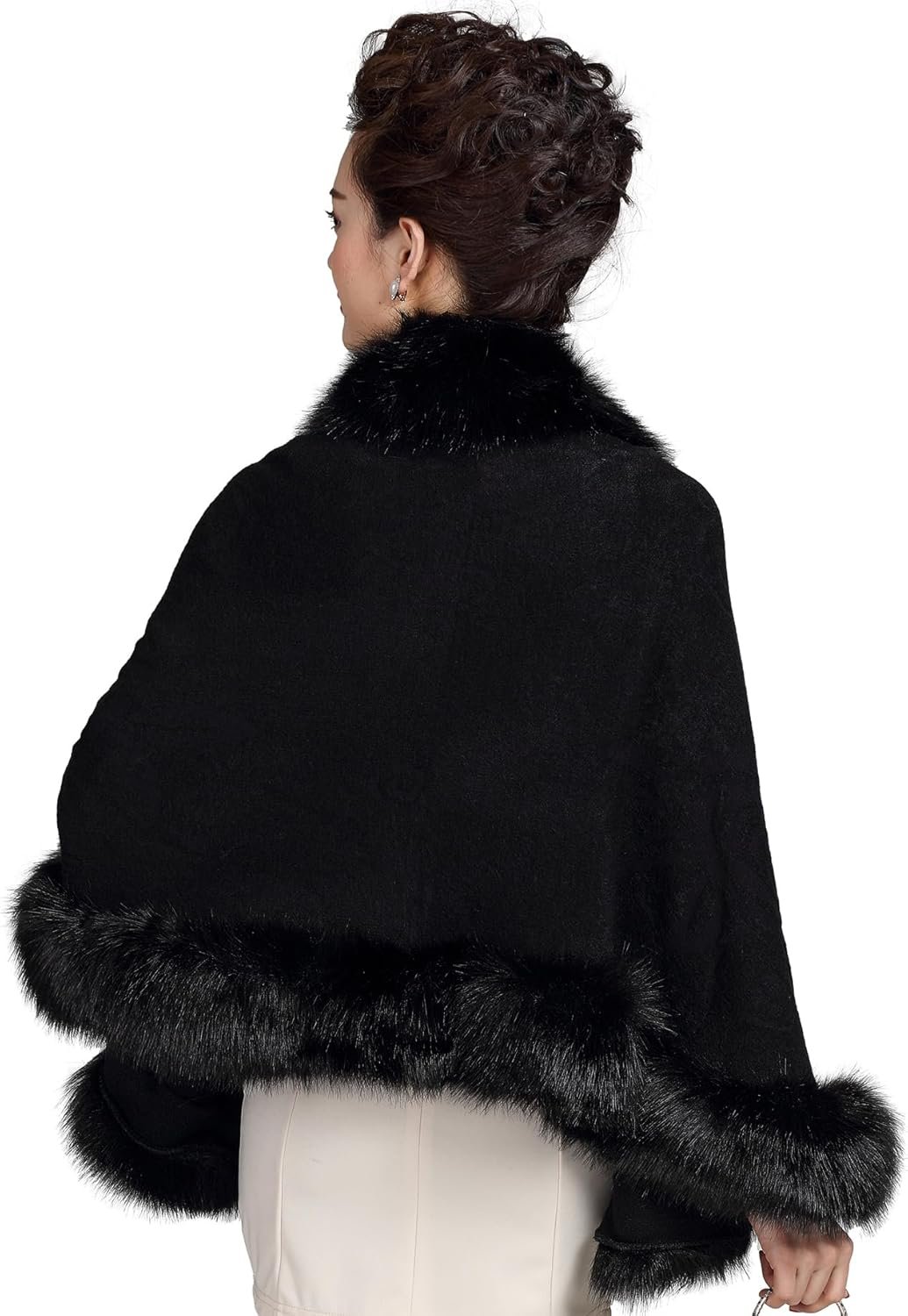 ELFJOY Bridal Faux Fur Shawl White Fur Coat Women Faux Fur Wrap for Evening Dresses Luxury Fur Cape for Wedding Evening Party 4 ELFJOY Bridal Faux Fur Shawl White Fur Coat Women Faux Fur Wrap for Evening Dresses Luxury Fur Cape for Wedding Evening Party - Image 4
