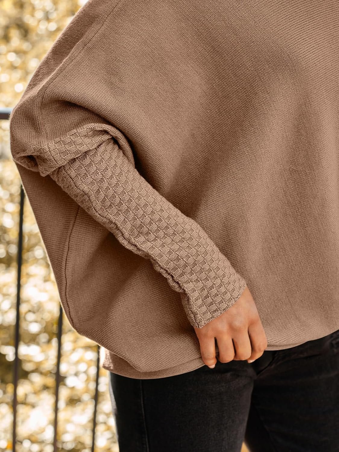 LILLUSORY Womens Batwing Oversized Sweaters Assymetrical Off The Shoulder Boat Neck Wrap Tunic Tops Fall Fashion Cloth Outfit 4 LILLUSORY Womens Batwing Oversized Sweaters Assymetrical Off The Shoulder Boat Neck Wrap Tunic Tops Fall Fashion Cloth Outfit - Image 4