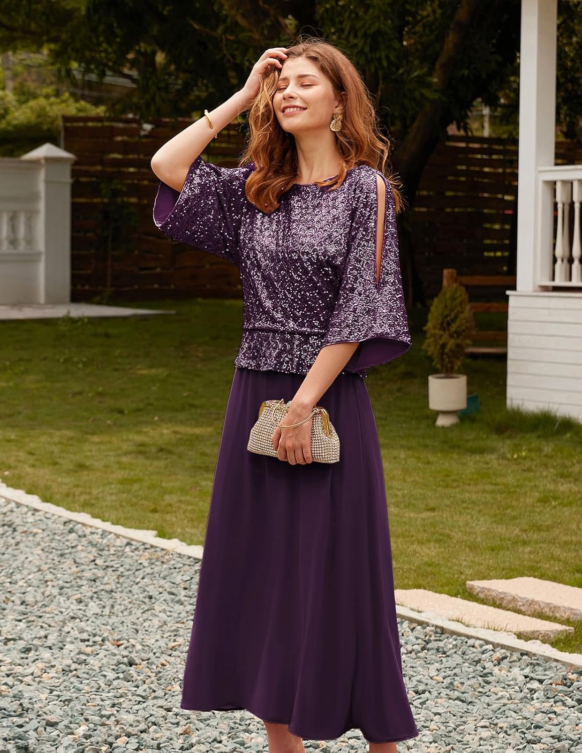 GRACE KARIN Sequin Dress for Women 2024 Mother of The Bride Dresses Wedding Guest Formal Chiffon Evening Gown 6 GRACE KARIN Sequin Dress for Women 2024 Mother of The Bride Dresses Wedding Guest Formal Chiffon Evening Gown - Image 6