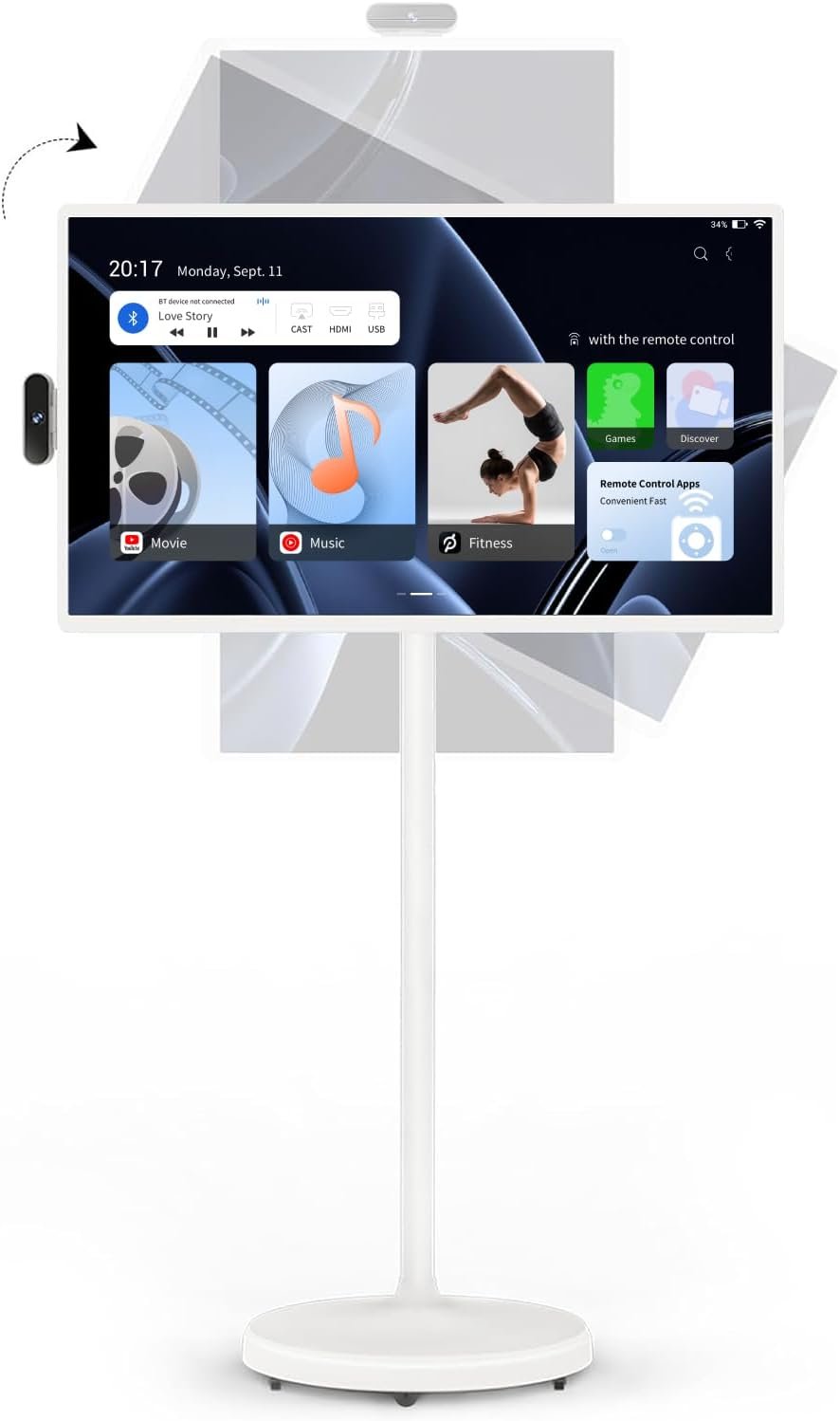 ApoloSign 32-Inch Portable Monitor, 1080P FHD Rolling TV on Wheels with Rotatable Touch Screen, Android 13 OS, 8G RAM+128G Storage, Built-in Battery, Full Swivel Rotation, Voice Remote