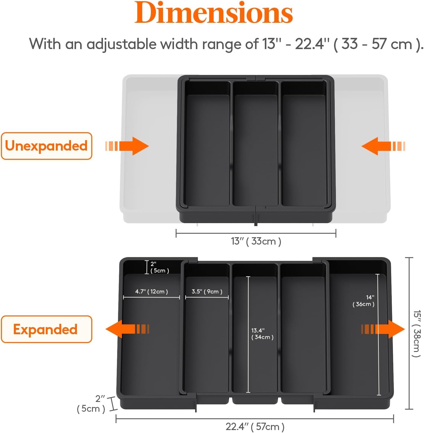 Lifewit Utensil Organizer for Kitchen Drawers, Expandable Cooking Utensil Tray, Adjustable Cutlery Silverware Flatware Holder, Plastic Kitchen Spatula Tools and Gadgets Storage Divider, Large, Black 2 Lifewit Utensil Organizer for Kitchen Drawers, Expandable Cooking Utensil Tray, Adjustable Cutlery Silverware Flatware Holder, Plastic Kitchen Spatula Tools and Gadgets Storage Divider, Large, Black - Image 2