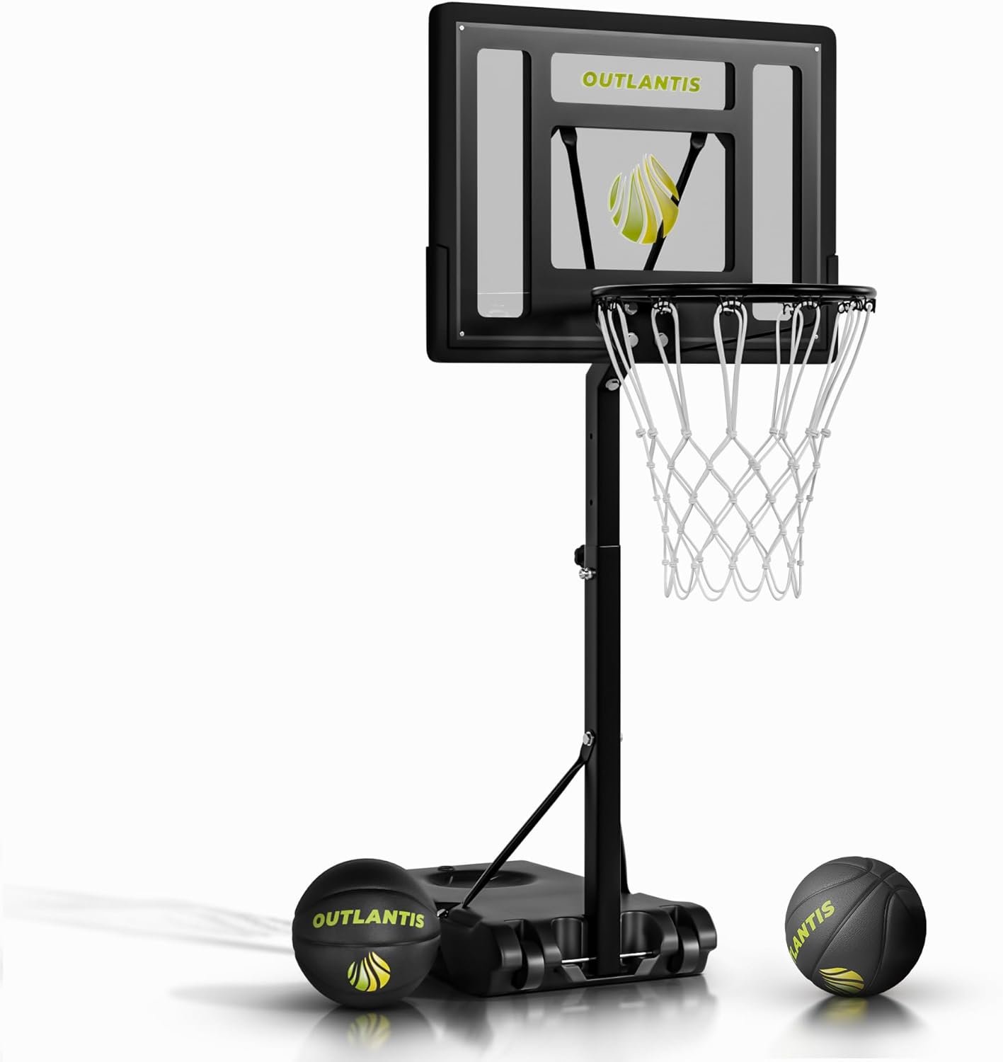 Swimming Pool Basketball Hoop Set-Durable Steel Basketball Backboard and Rim with 2 Pool Basketball Balls,Pump & Tools -Pool Hoop for Outdoor Use, Adjustable Basketball Hoop for Kids Adults