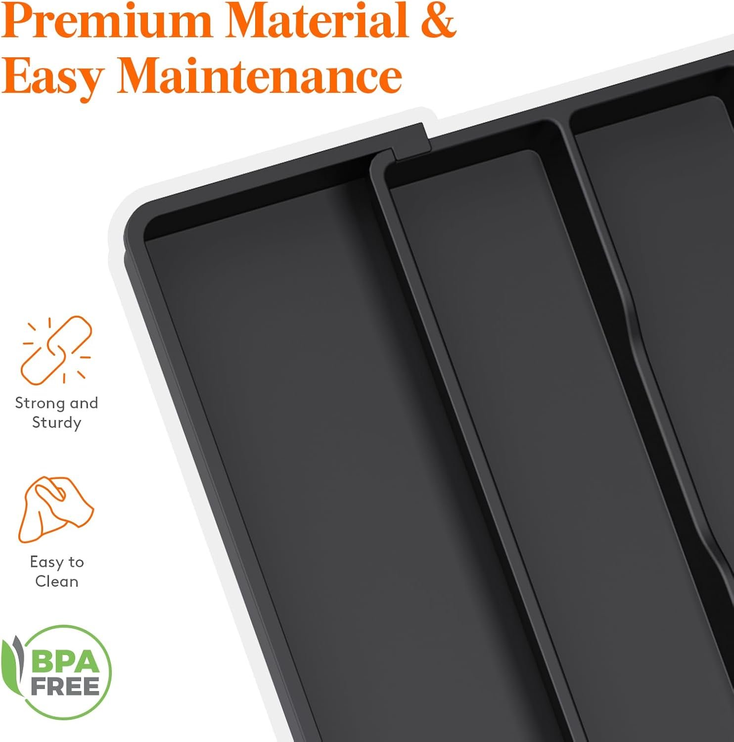 Lifewit Utensil Organizer for Kitchen Drawers, Expandable Cooking Utensil Tray, Adjustable Cutlery Silverware Flatware Holder, Plastic Kitchen Spatula Tools and Gadgets Storage Divider, Large, Black 6 Lifewit Utensil Organizer for Kitchen Drawers, Expandable Cooking Utensil Tray, Adjustable Cutlery Silverware Flatware Holder, Plastic Kitchen Spatula Tools and Gadgets Storage Divider, Large, Black - Image 6
