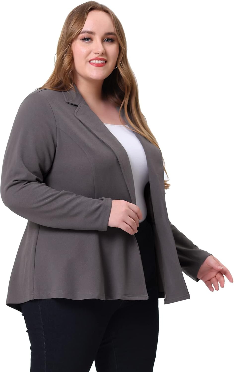 Agnes Orinda Women's Plus Size Blazer Ruffle V Neck Button Notch Panel 2024 Peplum Blazers