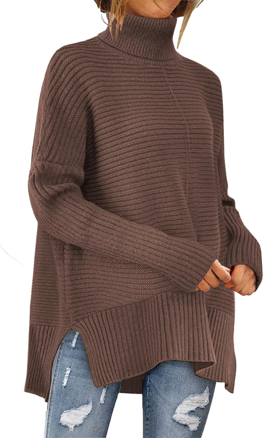 MixShe Womens Sweaters Fall Fashion Clothes Long Sleeve Tops Casual Turtleneck Shirts Ladies Trendy Cozy Pullover Sweatshirt