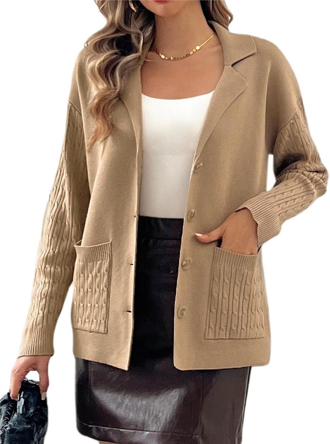 Kate Kasin Women Sweater Blazer Casual Office Business Work Jacket Knit Blazer Sweater Coat S-2xl
