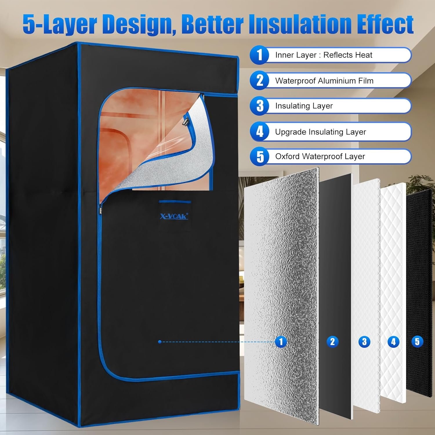 Sauna Box, Portable Sauna, Steam Sauna for Home with 3L Steamer, Remote Control, Folding Chair, 31.5”x 31.5”x 70.9” 4 Sauna Box, Portable Sauna, Steam Sauna for Home with 3L Steamer, Remote Control, Folding Chair, 31.5”x 31.5”x 70.9” - Image 4