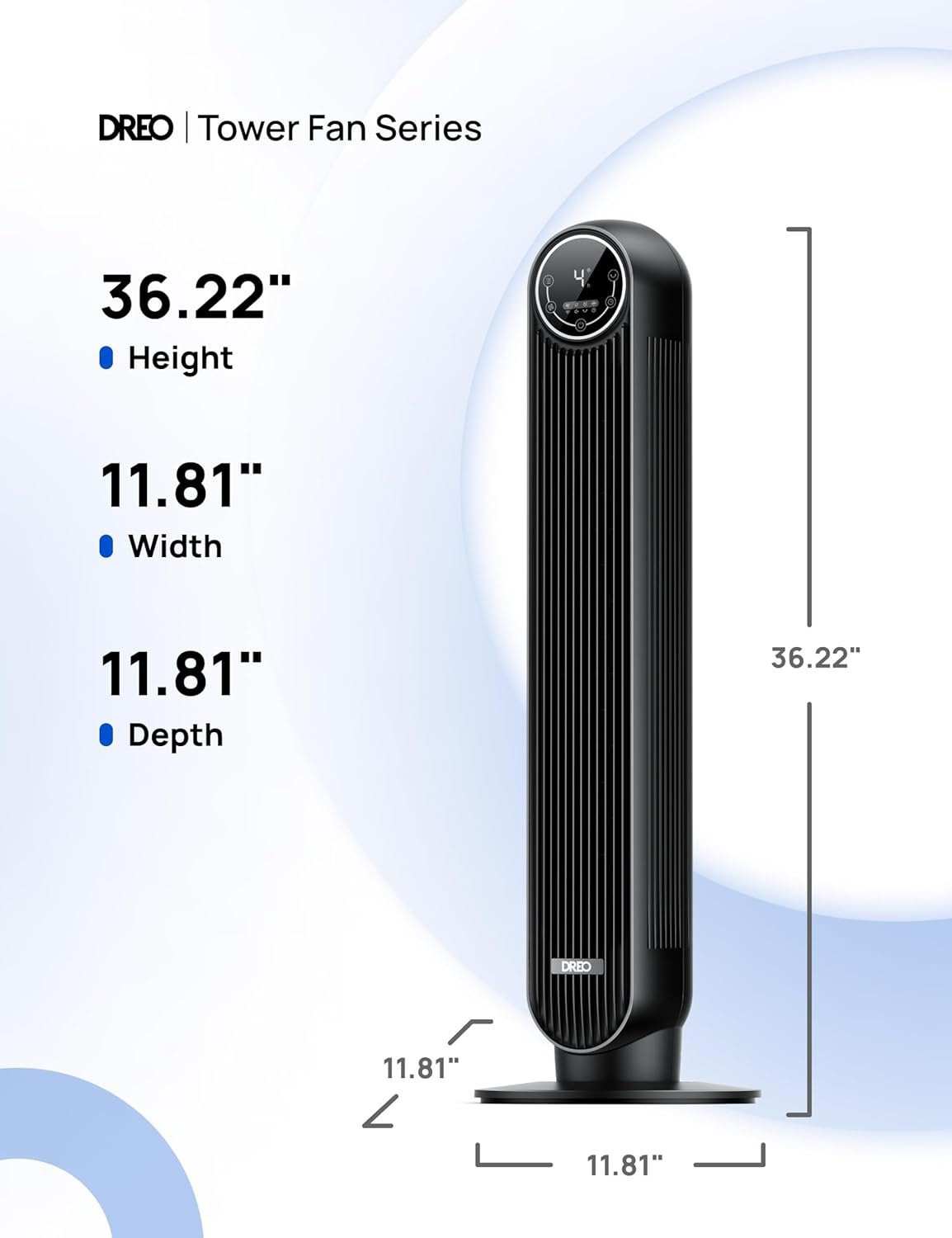 Dreo Tower Fan for Bedroom, 25ft/s Velocity Quiet Floor Fan, 90° Oscillating Fans for Indoors with 4 Speeds, 4 Modes, 8H Timer, Standing Fans, Bladeless Fan, Black, Nomad One (DR-HTF007) 8 Dreo Tower Fan for Bedroom, 25ft/s Velocity Quiet Floor Fan, 90° Oscillating Fans for Indoors with 4 Speeds, 4 Modes, 8H Timer, Standing Fans, Bladeless Fan, Black, Nomad One (DR-HTF007) - Image 8
