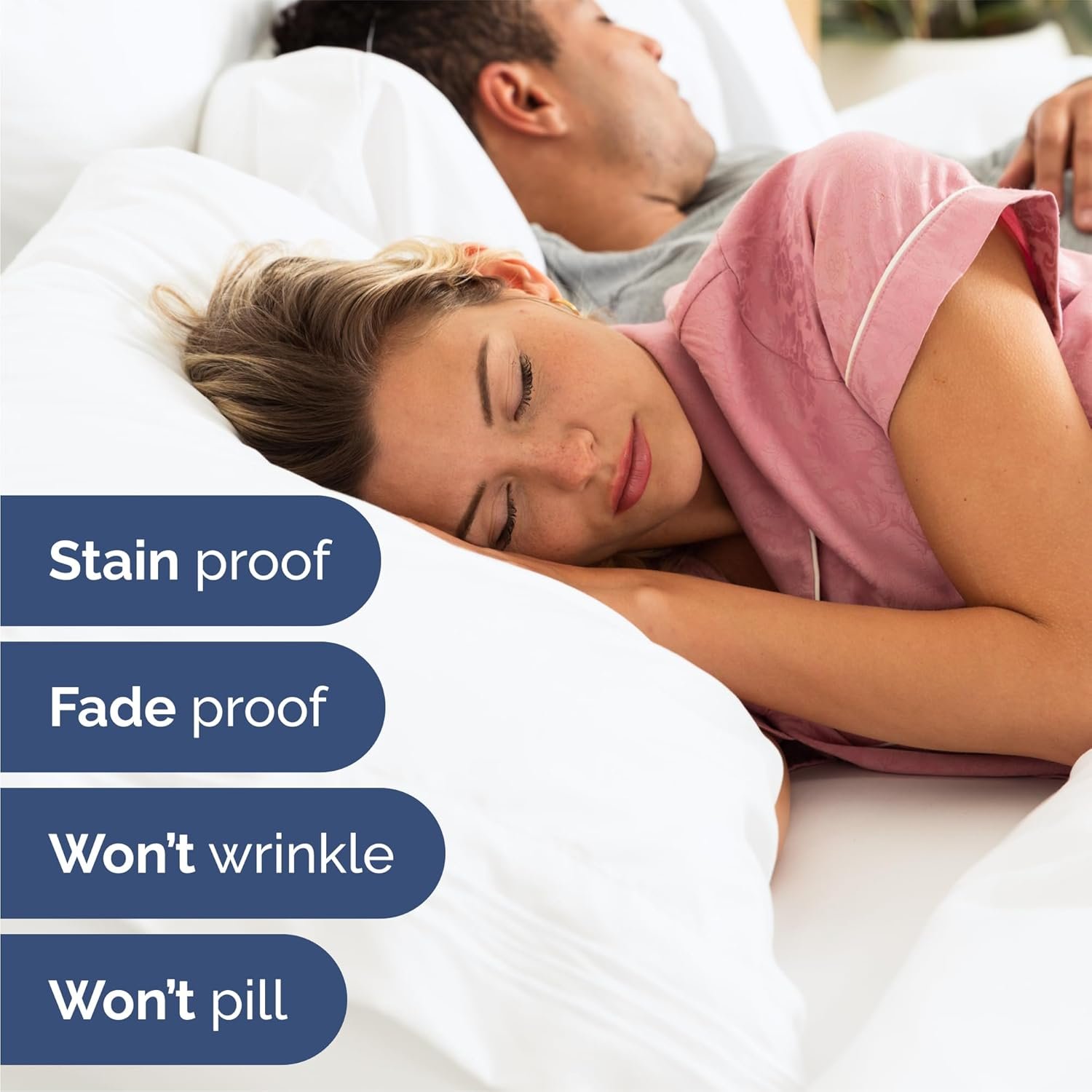 Queen Size 4 Piece Sheet Set - Comfy Breathable & Cooling Bed Sheets Set - Hotel Luxury Bedding for Women, Men, Kids & Teens - Deep Pockets, Easy Secure Fit, Soft and Wrinkle Free - Oeko-Tex - White 5 Queen Size 4 Piece Sheet Set - Comfy Breathable & Cooling Bed Sheets Set - Hotel Luxury Bedding for Women, Men, Kids & Teens - Deep Pockets, Easy Secure Fit, Soft and Wrinkle Free - Oeko-Tex - White - Image 5