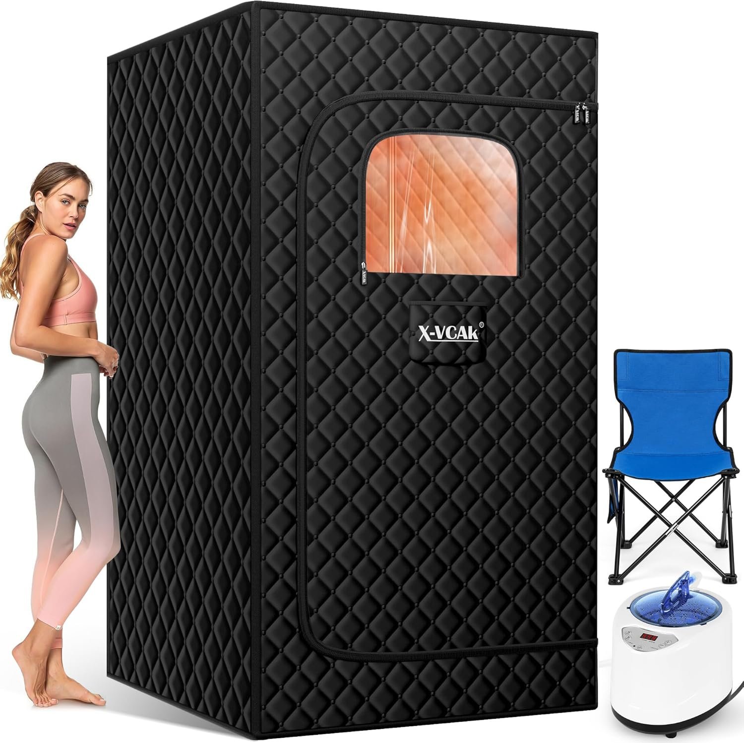 Sauna Box, Portable Steam Sauna, Portable Sauna for Home, Sauna Tent with 3L Steamer, 9 Levels, 2.6’ x 2.6’ x 5.9’