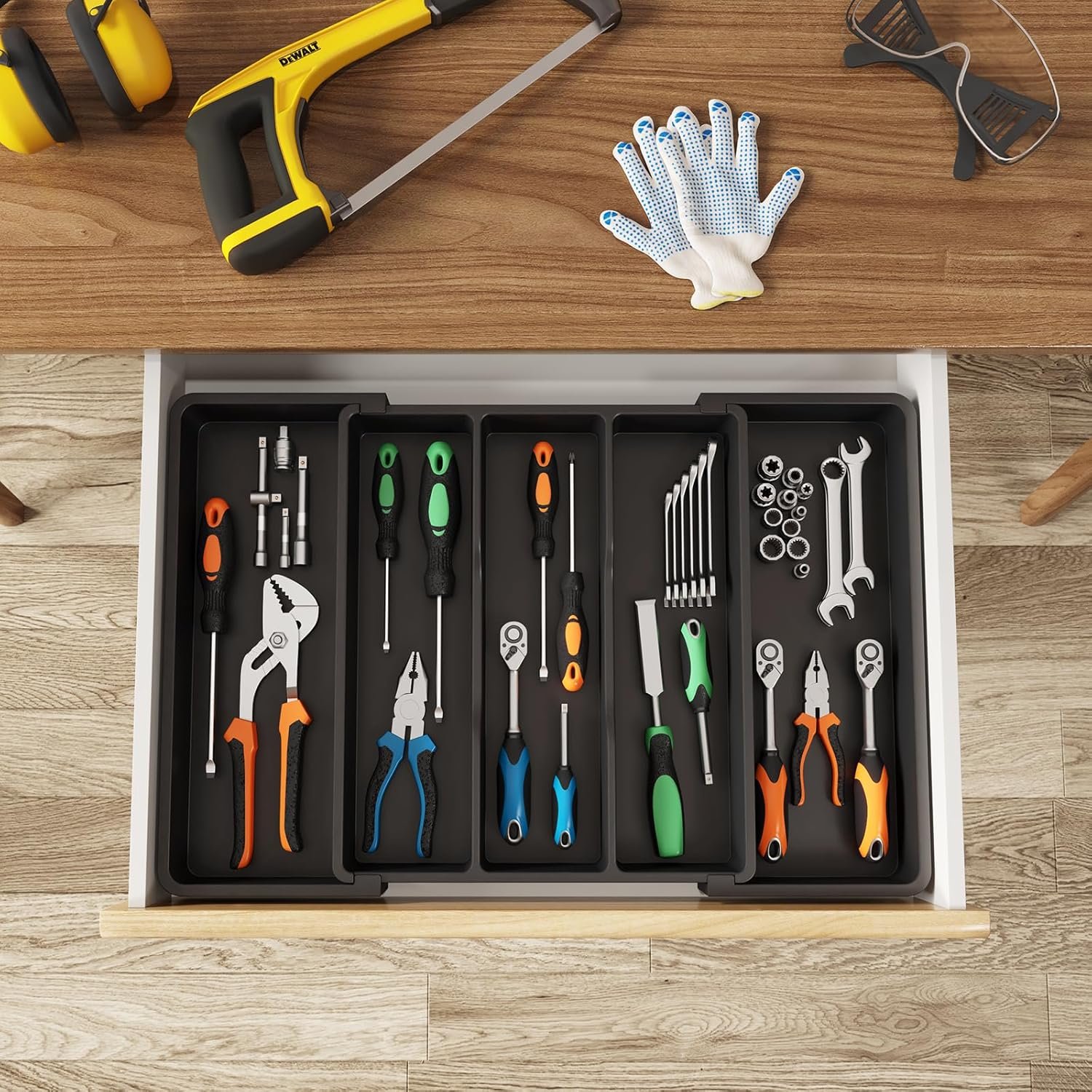 Lifewit Utensil Organizer for Kitchen Drawers, Expandable Cooking Utensil Tray, Adjustable Cutlery Silverware Flatware Holder, Plastic Kitchen Spatula Tools and Gadgets Storage Divider, Large, Black 8 Lifewit Utensil Organizer for Kitchen Drawers, Expandable Cooking Utensil Tray, Adjustable Cutlery Silverware Flatware Holder, Plastic Kitchen Spatula Tools and Gadgets Storage Divider, Large, Black - Image 8