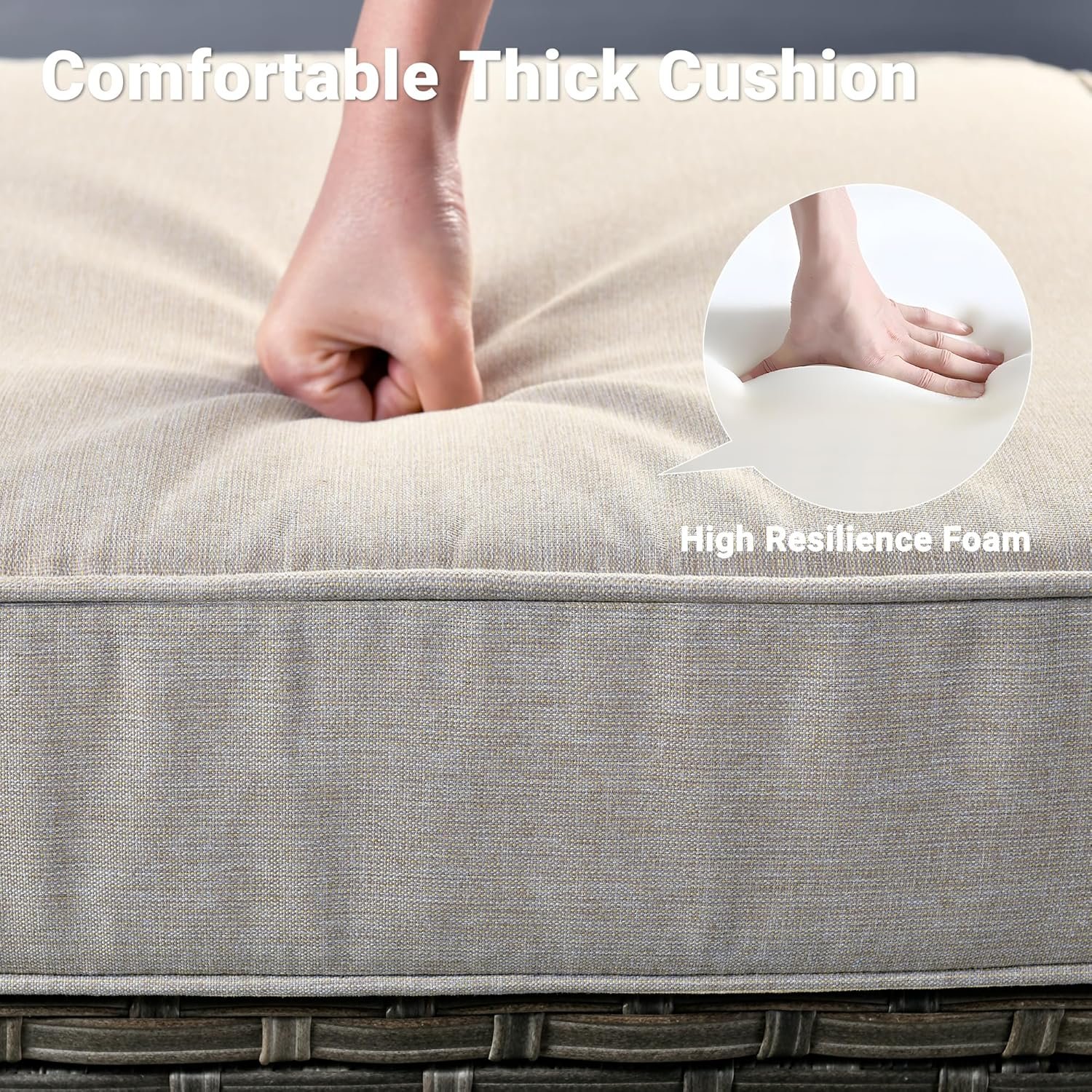 ovios 8 Piece Patio Furniture Set, Outdoor Wicker Sofa Couch with Swivel Rocking Chairs and Comfy Cushions, High Back Rattan Conversation Set, Beige 4 ovios 8 Piece Patio Furniture Set, Outdoor Wicker Sofa Couch with Swivel Rocking Chairs and Comfy Cushions, High Back Rattan Conversation Set, Beige - Image 4