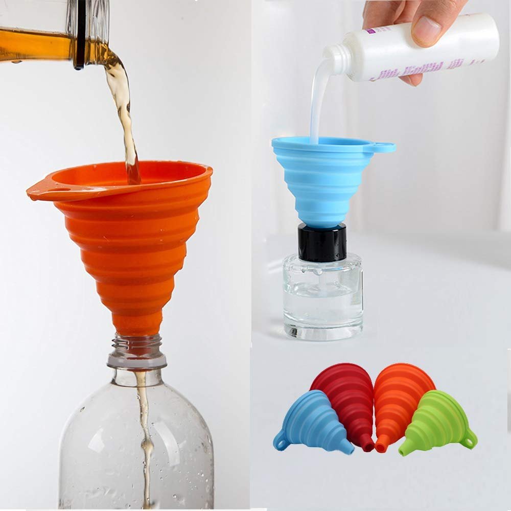 KongNai Kitchen Funnel Set 4 Pack, Small and Large, Kitchen Gadgets Accessories Foldable Silicone Collapsible Funnels for Filling Water Bottle Liquid Transfer Food Grade 5 KongNai Kitchen Funnel Set 4 Pack, Small and Large, Kitchen Gadgets Accessories Foldable Silicone Collapsible Funnels for Filling Water Bottle Liquid Transfer Food Grade - Image 5