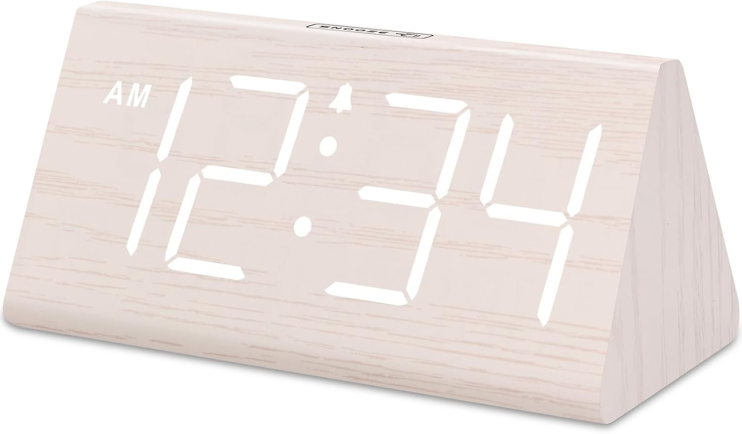 DreamSky Wooden Digital Alarm Clock for Bedroom - Living Room Desk Clock with Large Numbers, Bedside Nightstand Clock with USB Port, Adjustable Volume, Dimmer, Snooze, DST, Office Wood Décor, Gifts