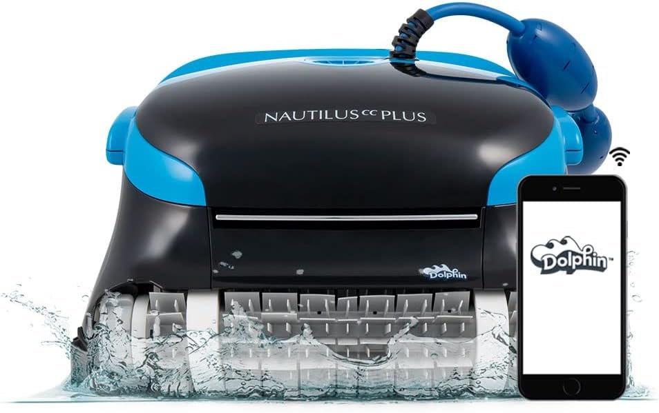Dolphin Automatic Robotic Pool Vacuum Cleaner, Wall Climbing Scrubber Brush, Smart Navigation, Ideal for In-Ground Pools up to 50 FT in Length - Nautilus CC Plus Wi-Fi
