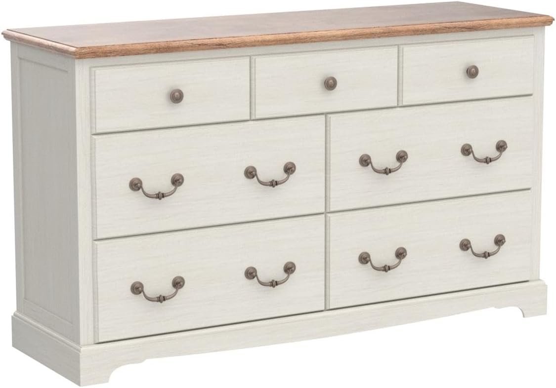 T4TREAM 7 Drawers Dresser Chests for Bedroom, Wood Vintage Chests of Drawers, Rustic Dressers Chset Organizer for Bedroom, Living Room, Hallway, Antique White 4 T4TREAM 7 Drawers Dresser Chests for Bedroom, Wood Vintage Chests of Drawers, Rustic Dressers Chset Organizer for Bedroom, Living Room, Hallway, Antique White - Image 4