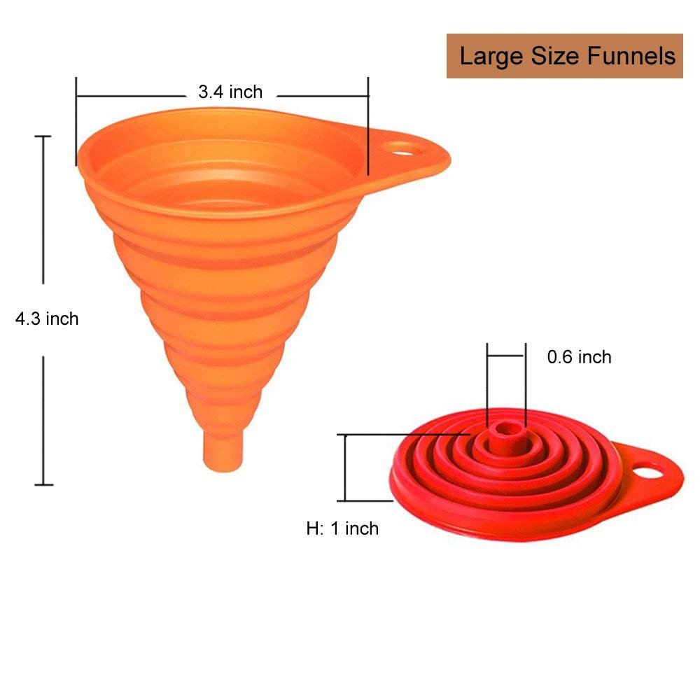 KongNai Kitchen Funnel Set 4 Pack, Small and Large, Kitchen Gadgets Accessories Foldable Silicone Collapsible Funnels for Filling Water Bottle Liquid Transfer Food Grade 2 KongNai Kitchen Funnel Set 4 Pack, Small and Large, Kitchen Gadgets Accessories Foldable Silicone Collapsible Funnels for Filling Water Bottle Liquid Transfer Food Grade - Image 2