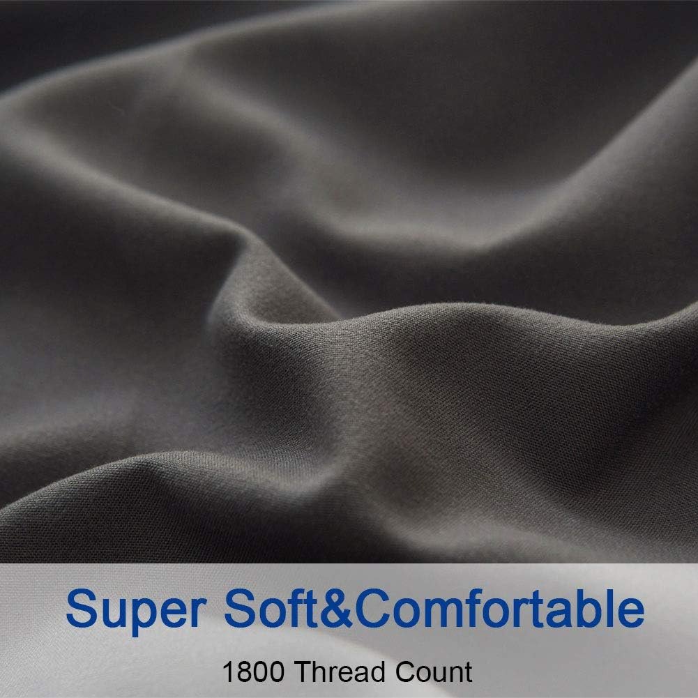SONORO KATE Bed Sheet Set Super Soft Microfiber 1800 Thread Count Luxury Egyptian Sheets 16-Inch Deep Pocket Wrinkle and Hypoallergenic-4 Piece(Queen Dark Grey) 5 SONORO KATE Bed Sheet Set Super Soft Microfiber 1800 Thread Count Luxury Egyptian Sheets 16-Inch Deep Pocket Wrinkle and Hypoallergenic-4 Piece(Queen Dark Grey) - Image 5