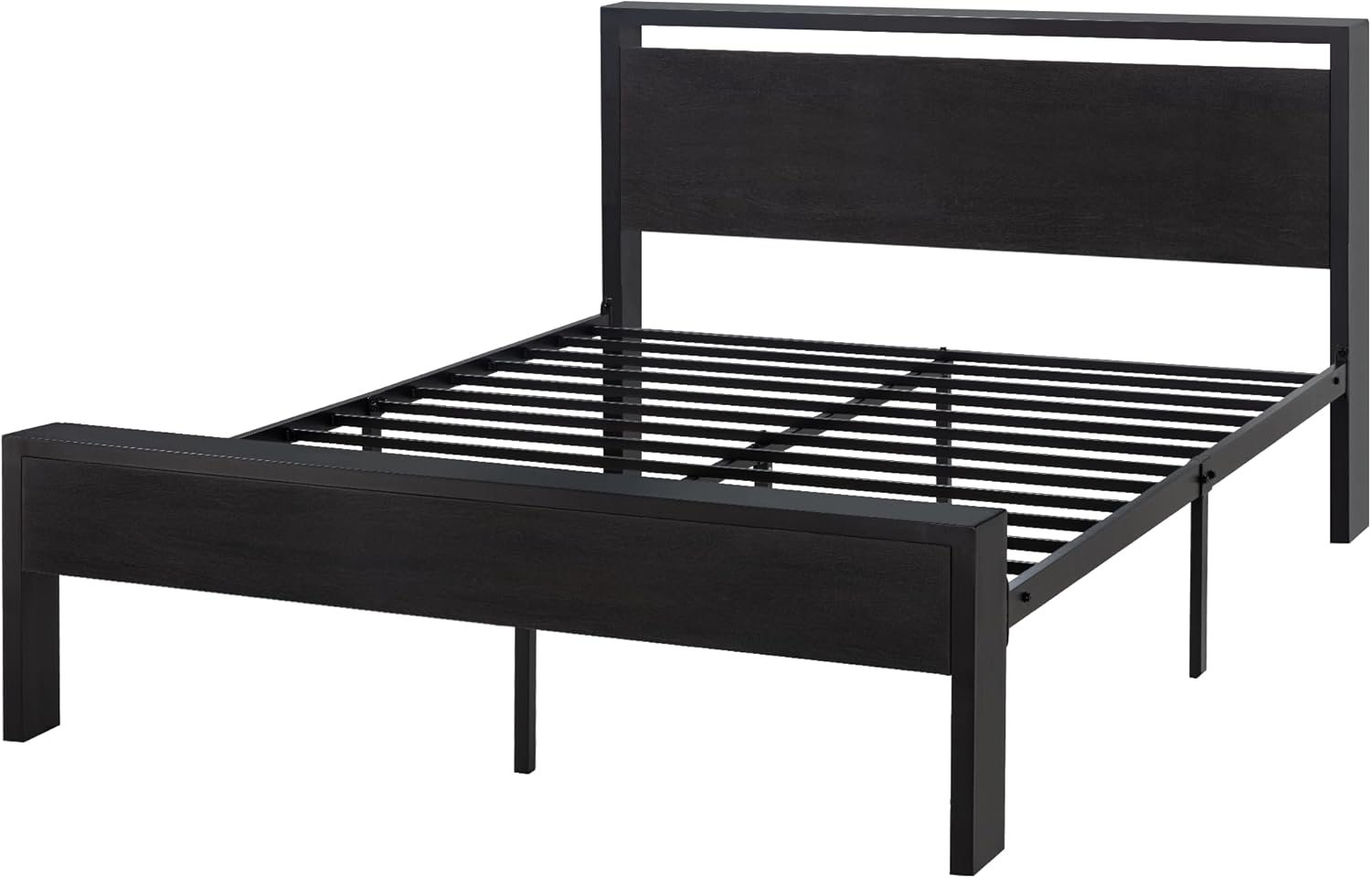 SHA CERLIN 14 Inch Full Size Metal Platform Bed Frame with Wooden Headboard and Footboard, Mattress Foundation, No Box Spring Needed, Large Under Bed Storage, Non-Slip Without Noise, Black Oak 8 SHA CERLIN 14 Inch Full Size Metal Platform Bed Frame with Wooden Headboard and Footboard, Mattress Foundation, No Box Spring Needed, Large Under Bed Storage, Non-Slip Without Noise, Black Oak - Image 8