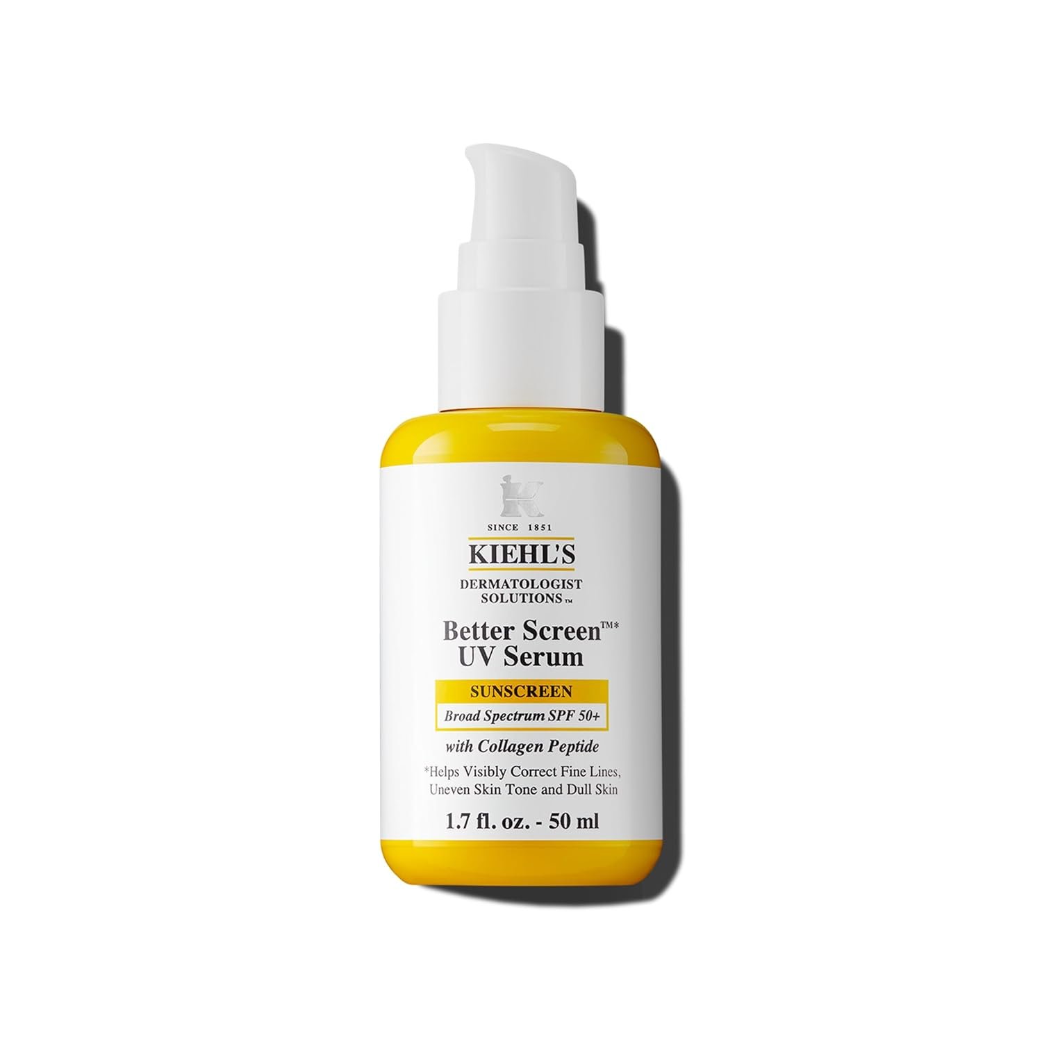 Kiehl's Better Screen UV Serum SPF 50+, Invisible Facial Sunscreen with Collagen Peptide, UV Filters to Shield UVA & UVB, Helps Correct Visible Signs of Aging, Boosts Skin Radiance