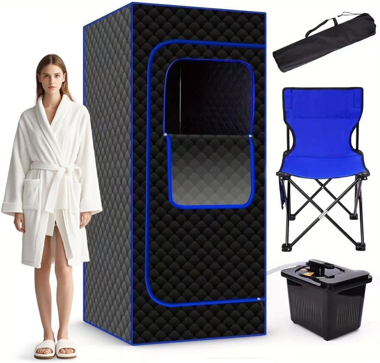 Portable Sauna for Home with 4L 1400W high-Power Sauna Box, Larger Sauna Tent, Sauna Chair, Enjoy The Benefits of steam Sauna in Home SPA Anywhere Gym, Garage, Bathroom 2.8’ x 2.8’ x 5.8’