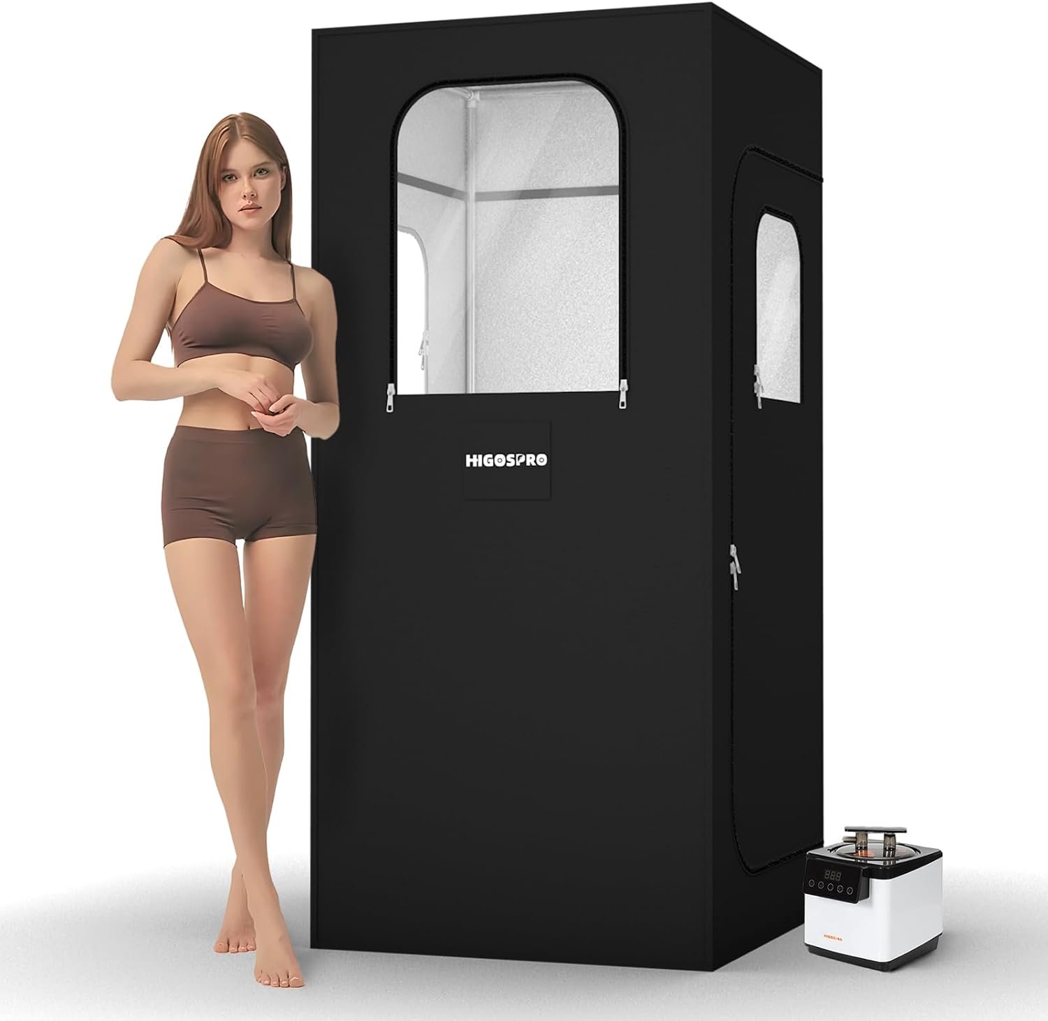 71in High Full Size Steam Sauna 600D Canvas, Sauna Box, Portable Steam Sauna, Personal Steam Sauna with Touchscreen 1000W & 2.6 L Steam Generator