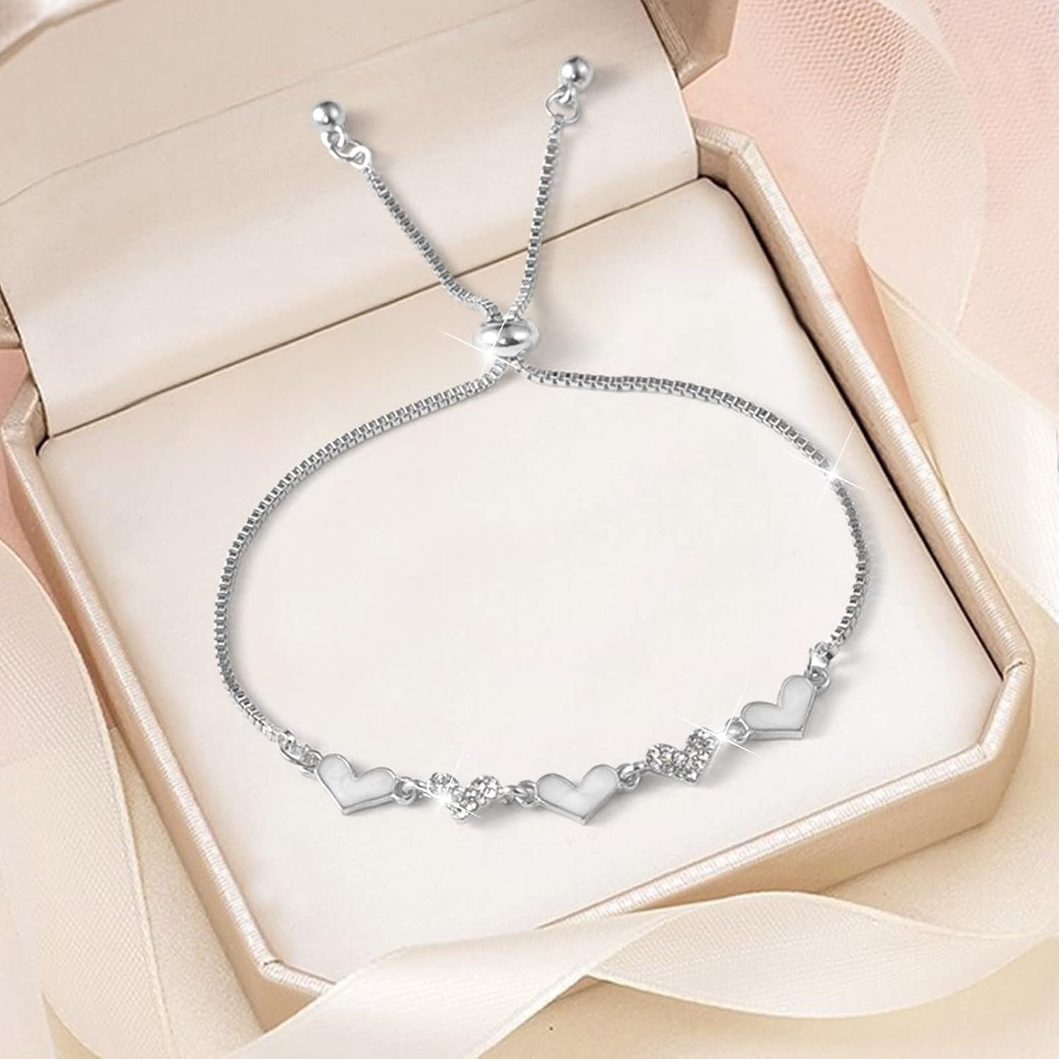 Crystal Hand Chain Rhinestones Bracelet Sparkling Love Heart Charm Bracelet Fashion Jewelry Valentine's Day Gifts Accessories 2 Crystal Hand Chain Rhinestones Bracelet Sparkling Love Heart Charm Bracelet Fashion Jewelry Valentine's Day Gifts Accessories - Image 2