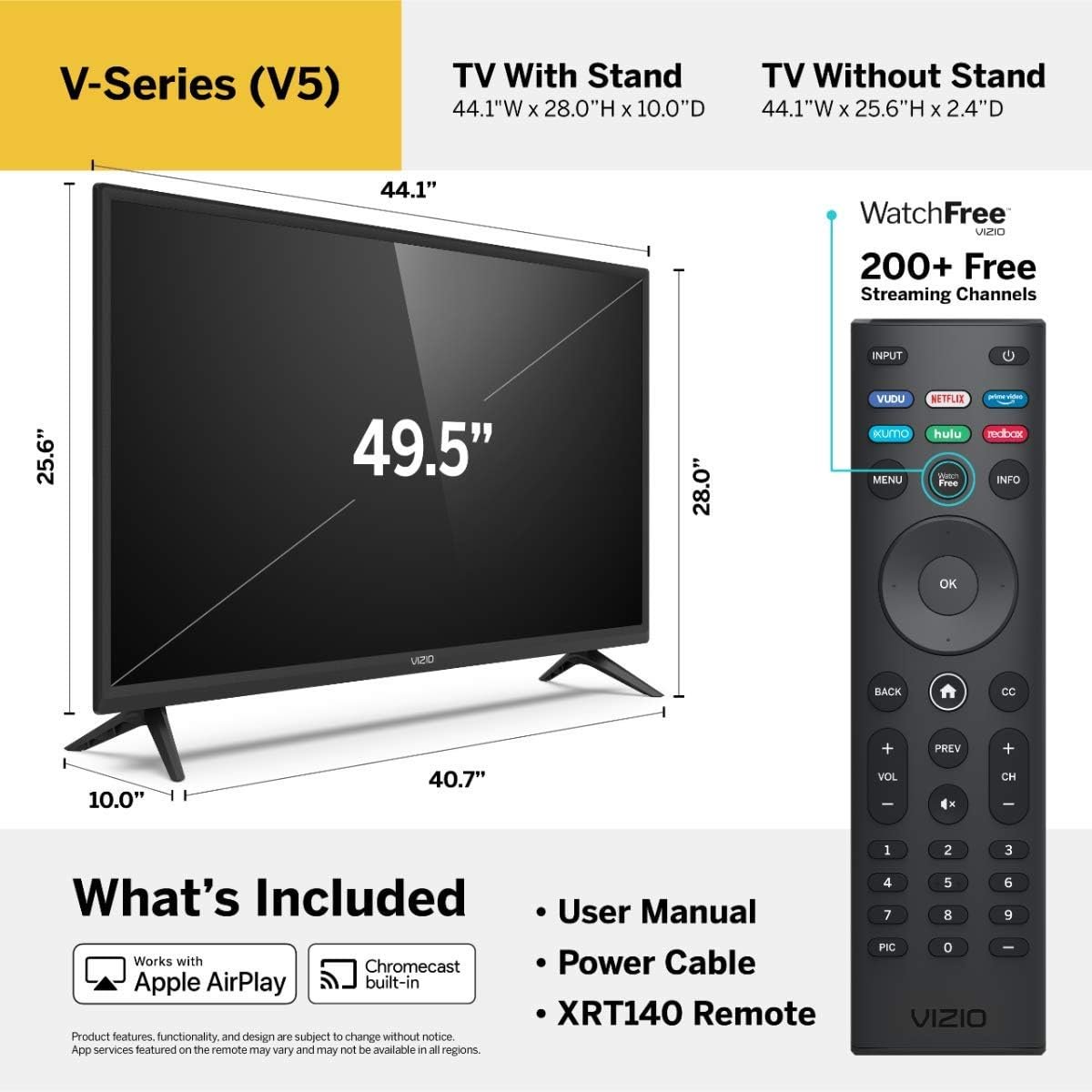 VIZIO 50 Inch 4K Smart TV, V-Series UHD LED HDR Television with Apple AirPlay and Chromecast Built-in 3 VIZIO 50 Inch 4K Smart TV, V-Series UHD LED HDR Television with Apple AirPlay and Chromecast Built-in - Image 3
