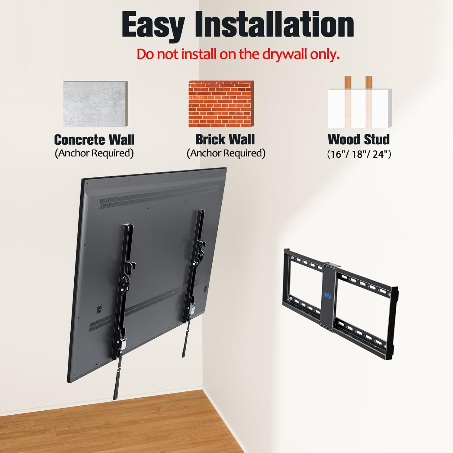 Mounting Dream UL Listed TV Mount for Most 37-75 Inch TV, Universal Tilt TV Wall Mount Fit 16", 18", 24" Stud with Loading Capacity 132lbs, Max Vesa 600 x 400mm, Low Profile Flat Wall Mount Bracket 7 Mounting Dream UL Listed TV Mount for Most 37-75 Inch TV, Universal Tilt TV Wall Mount Fit 16", 18", 24" Stud with Loading Capacity 132lbs, Max Vesa 600 x 400mm, Low Profile Flat Wall Mount Bracket - Image 7