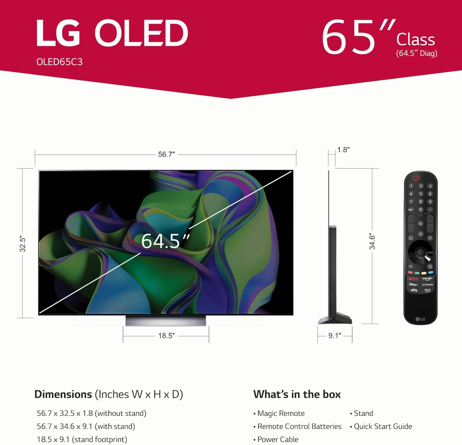 LG C3 Series 65-Inch Class OLED evo 4K Processor Smart Flat Screen TV for Gaming with Magic Remote AI-Powered OLED65C3PUA, 2023 with Alexa Built-in 3 LG C3 Series 65-Inch Class OLED evo 4K Processor Smart Flat Screen TV for Gaming with Magic Remote AI-Powered OLED65C3PUA, 2023 with Alexa Built-in - Image 3