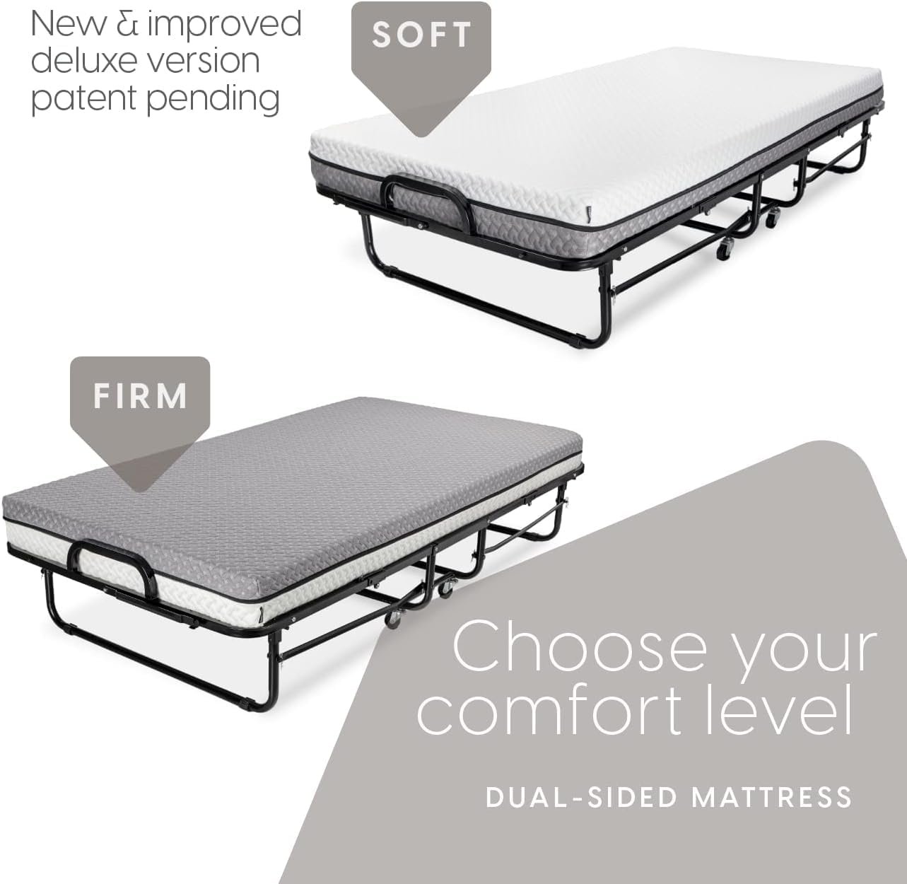 Milliard Deluxe Diplomat Folding Bed with Mattress for Adults, Twin Size, Portable Foldable Bed with Luxurious Memory Foam Mattress & Super Strong Frame, 75” x 38", Fold Up, Roll Away, & Hideaway 4 Milliard Deluxe Diplomat Folding Bed with Mattress for Adults, Twin Size, Portable Foldable Bed with Luxurious Memory Foam Mattress & Super Strong Frame, 75” x 38", Fold Up, Roll Away, & Hideaway - Image 4