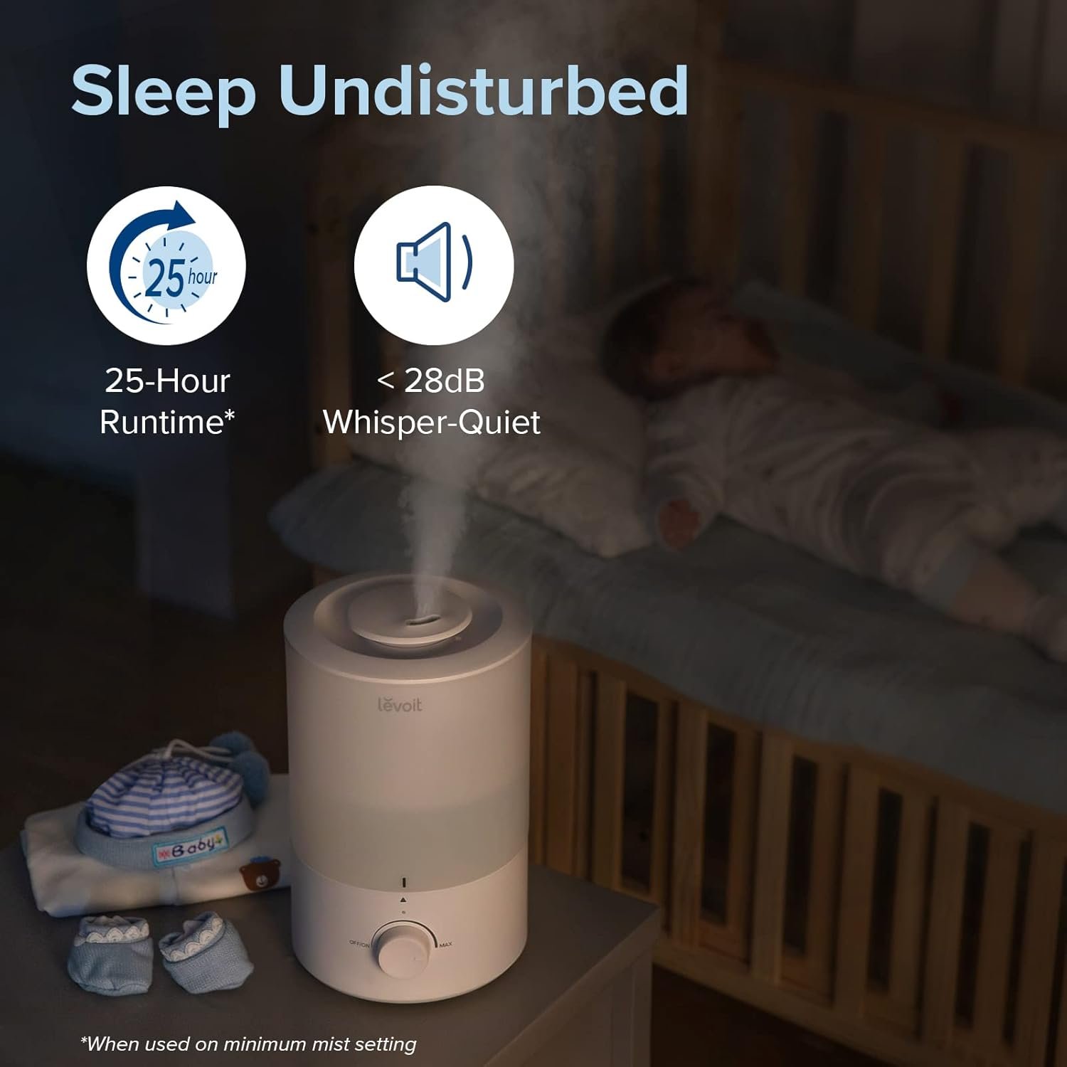 LEVOIT Humidifiers for Bedroom, Quiet (3L Water Tank) Cool Mist Top Fill Essential Oil Diffuser with 25Watt for Home Large Room, 360° Nozzle, Rapid Ultrasonic Humidification for Baby Nursery and Plant 5 LEVOIT Humidifiers for Bedroom, Quiet (3L Water Tank) Cool Mist Top Fill Essential Oil Diffuser with 25Watt for Home Large Room, 360° Nozzle, Rapid Ultrasonic Humidification for Baby Nursery and Plant - Image 5