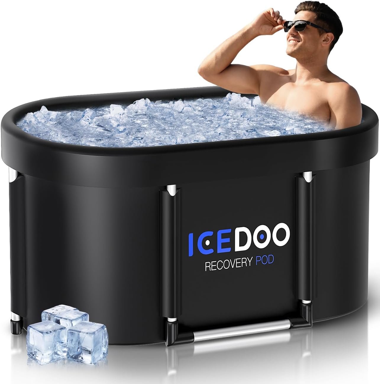 Upgraded XL Athlete's Collapsible Ice Bath Tub,129 Gal Large Cold Plunge Tub for Athletes With Cover, portable Clawfoot Bathtubs Cold Water Therapy Ice Baths at Home,Gym