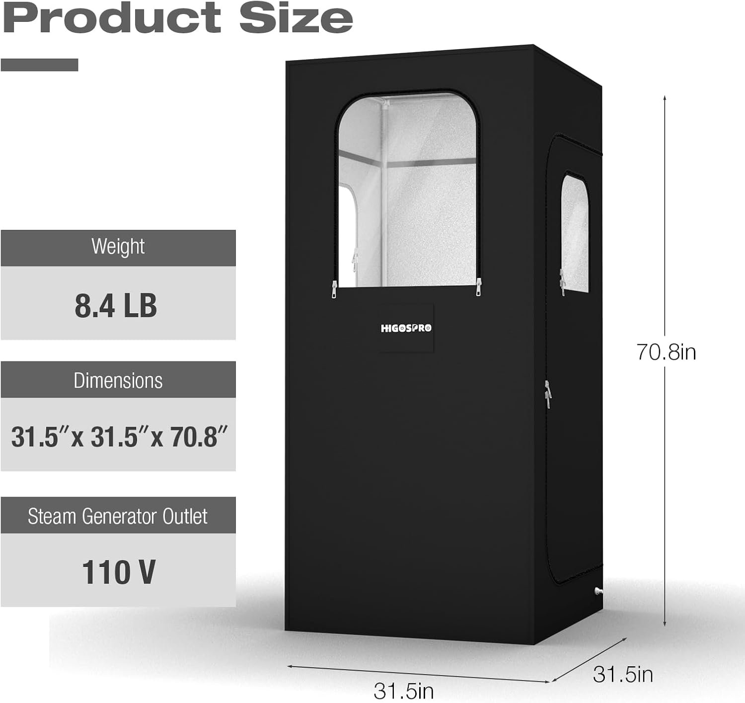 71in High Full Size Steam Sauna 600D Canvas, Sauna Box, Portable Steam Sauna, Personal Steam Sauna with Touchscreen 1000W & 2.6 L Steam Generator 8 71in High Full Size Steam Sauna 600D Canvas, Sauna Box, Portable Steam Sauna, Personal Steam Sauna with Touchscreen 1000W & 2.6 L Steam Generator - Image 8