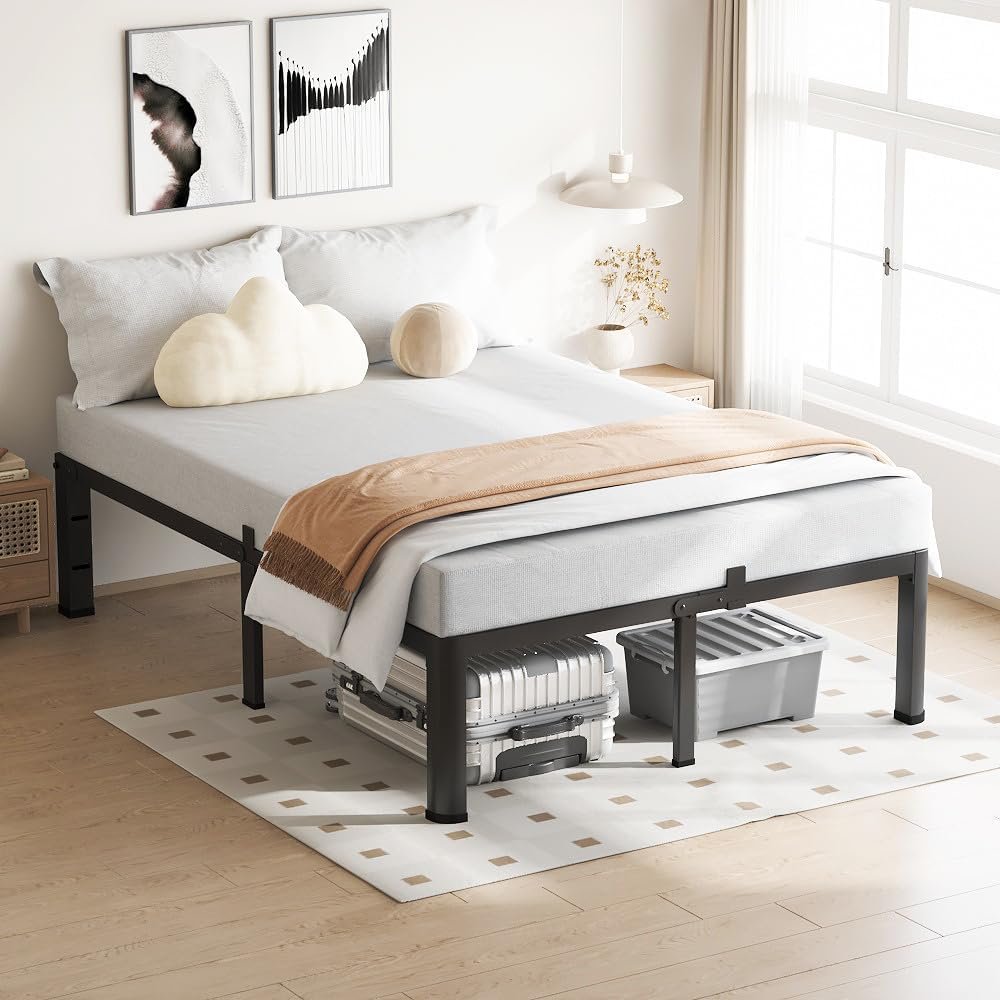 18 Inch Queen Bed Frame, 3500Lbs Heavy Duty Metal Platform with Round Corner Legs Mattress Slide Stopper, Steel Slat Support No Box Spring Needed, Noise Free, Non-Slip, Easy Assembly 8 18 Inch Queen Bed Frame, 3500Lbs Heavy Duty Metal Platform with Round Corner Legs Mattress Slide Stopper, Steel Slat Support No Box Spring Needed, Noise Free, Non-Slip, Easy Assembly - Image 8