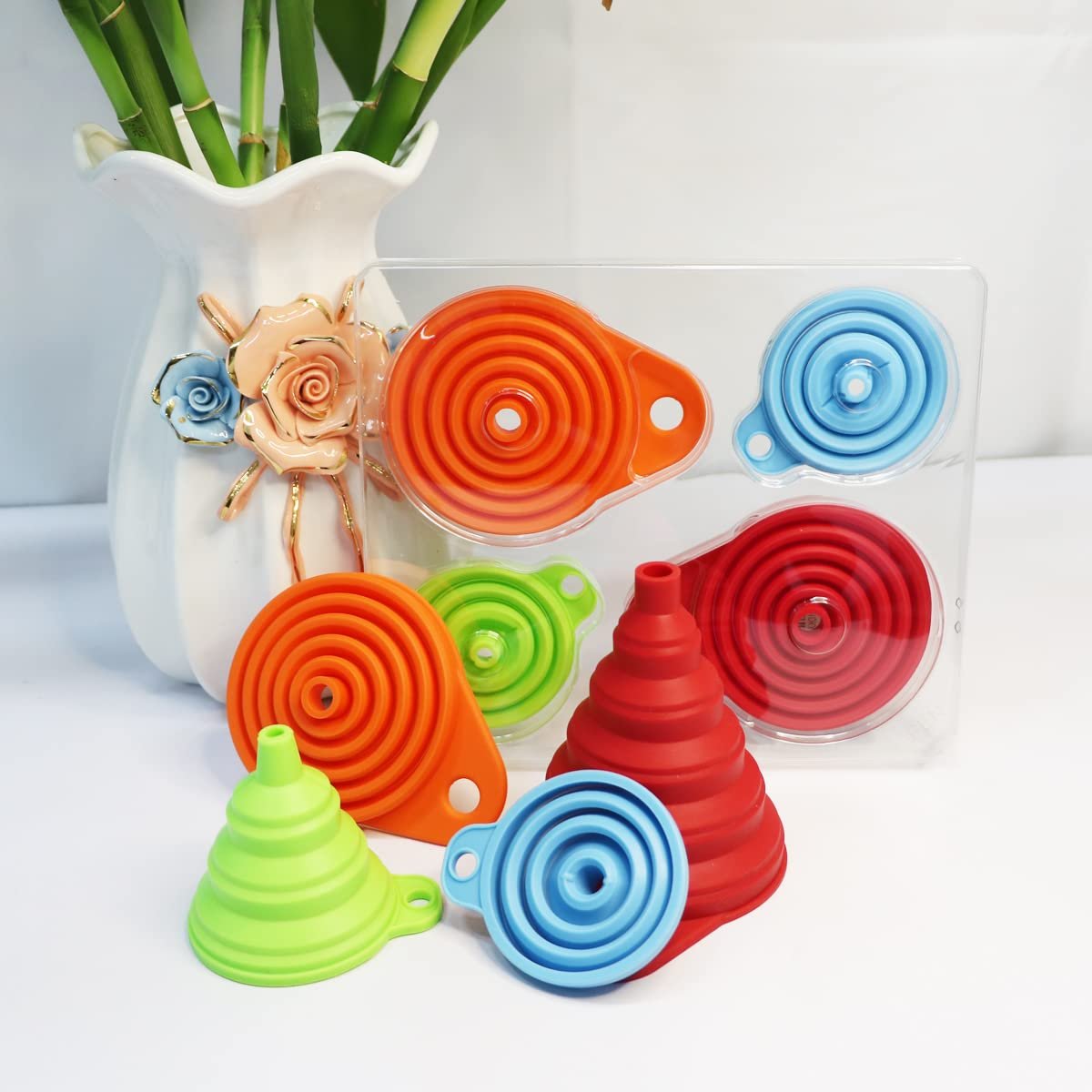 KongNai Kitchen Funnel Set 4 Pack, Small and Large, Kitchen Gadgets Accessories Foldable Silicone Collapsible Funnels for Filling Water Bottle Liquid Transfer Food Grade 4 KongNai Kitchen Funnel Set 4 Pack, Small and Large, Kitchen Gadgets Accessories Foldable Silicone Collapsible Funnels for Filling Water Bottle Liquid Transfer Food Grade - Image 4